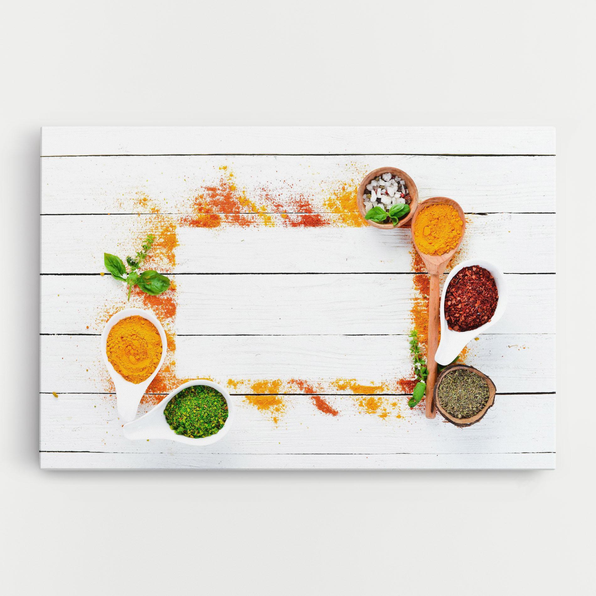 Leinwandbild Spices Top View mockup 0