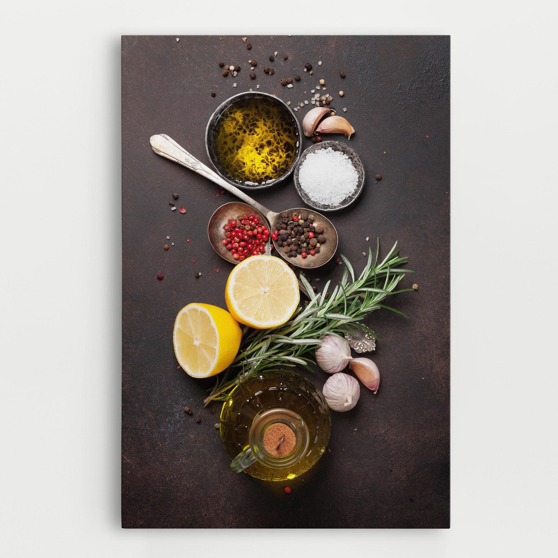 Leinwandbild Spices On Stone Table mockup 0