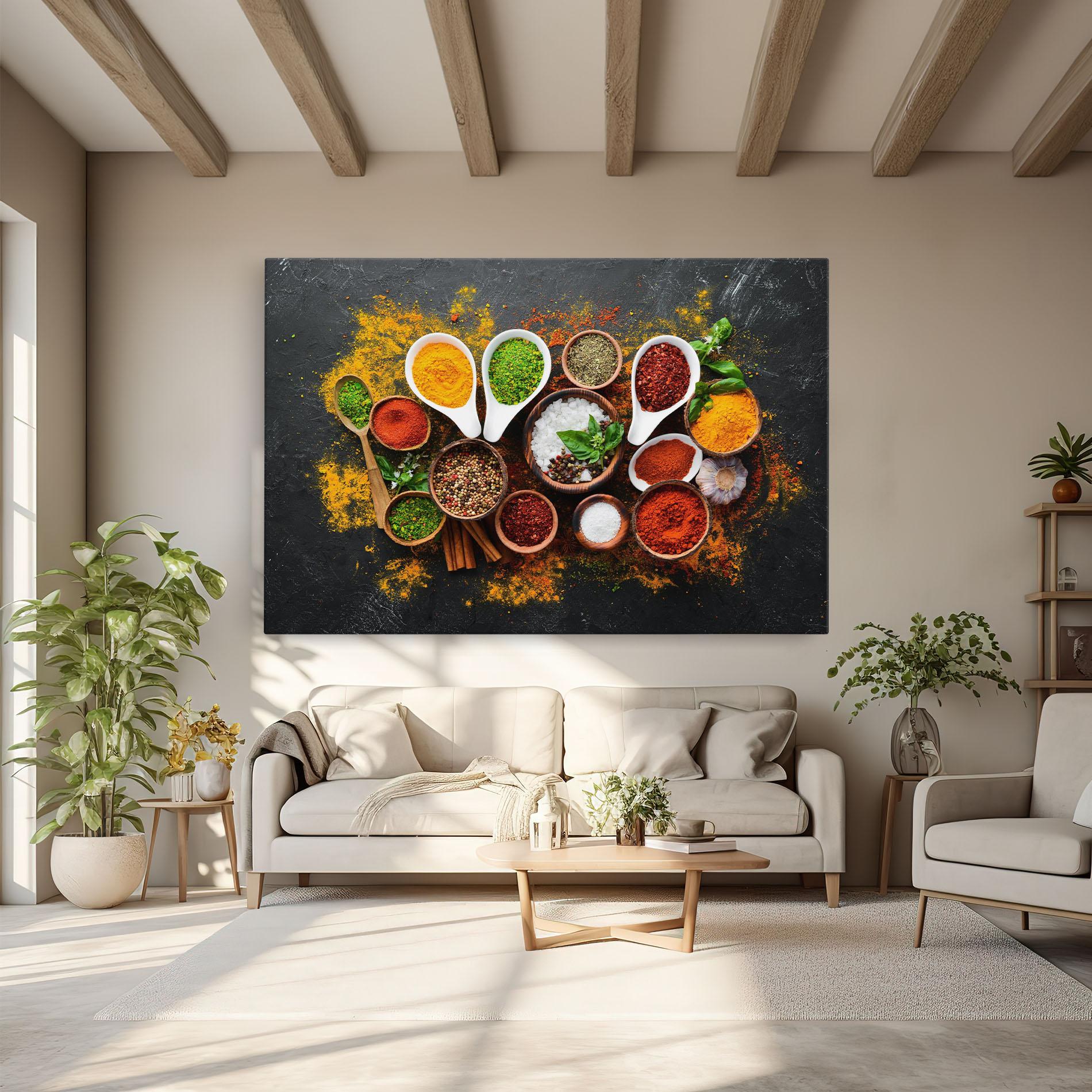 Leinwandbild Colorful Herbs Spices mockup 6