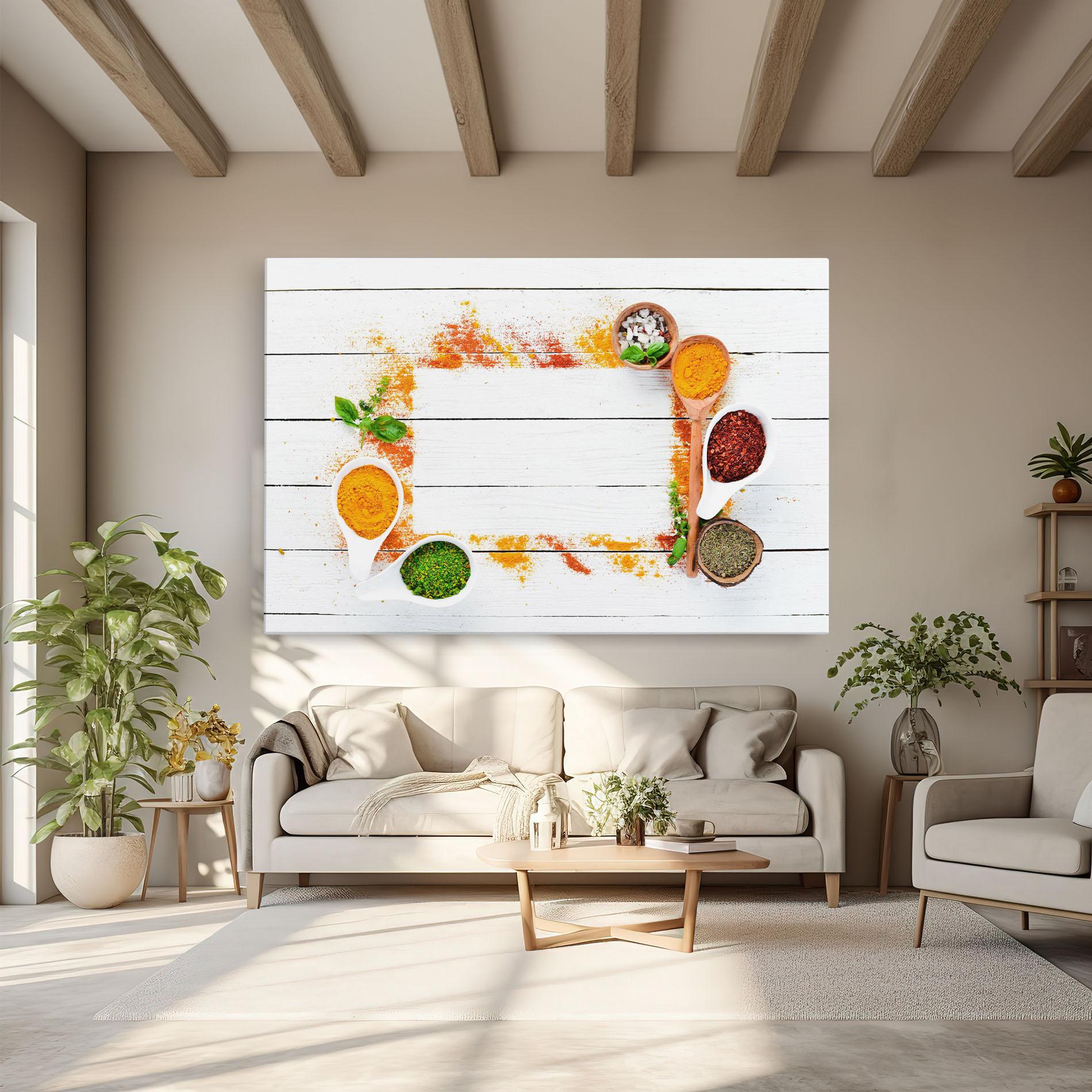 Leinwandbild Spices Top View mockup 6