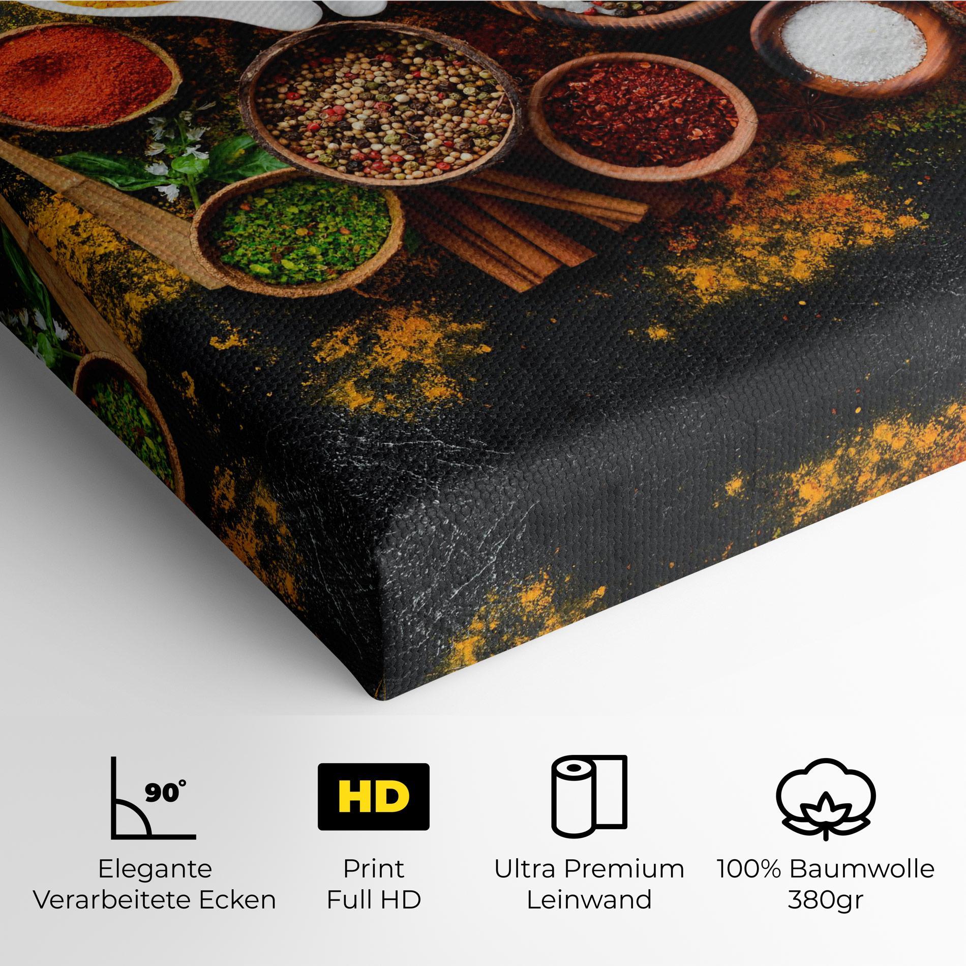 Leinwandbild Colorful Herbs Spices mockup 4