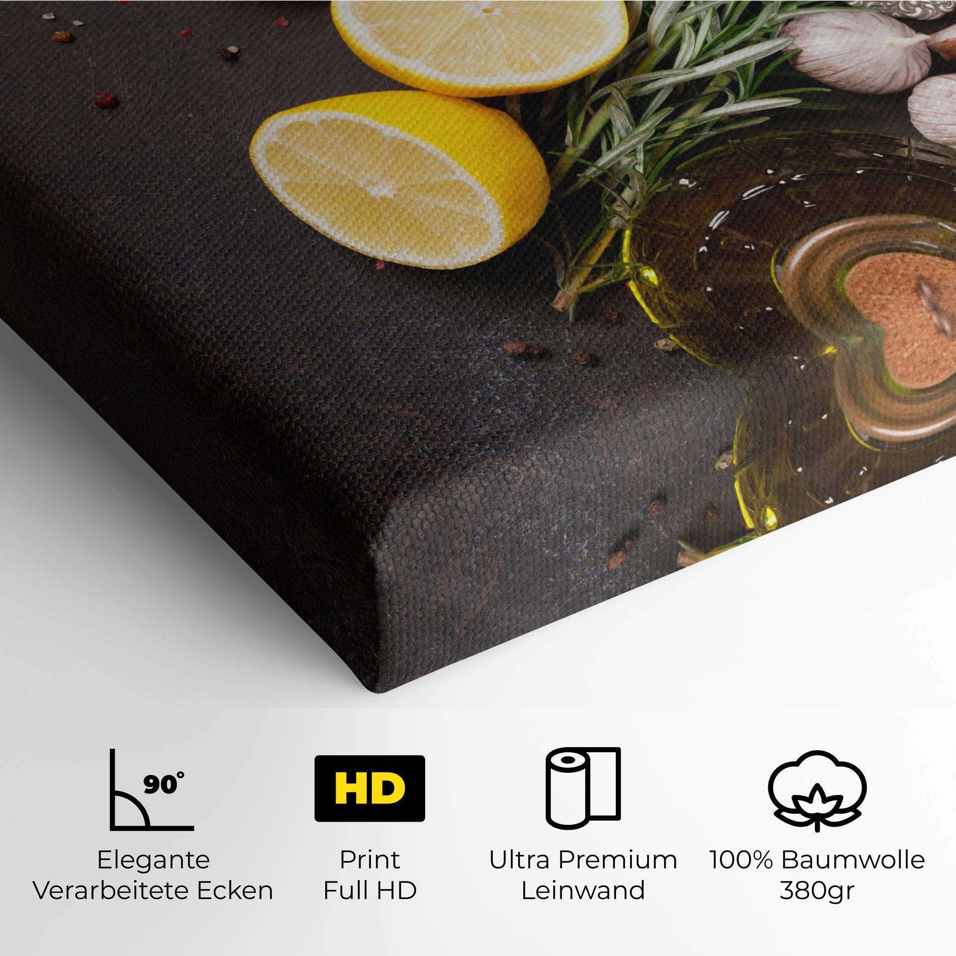 Leinwandbild Spices On Stone Table mockup 4