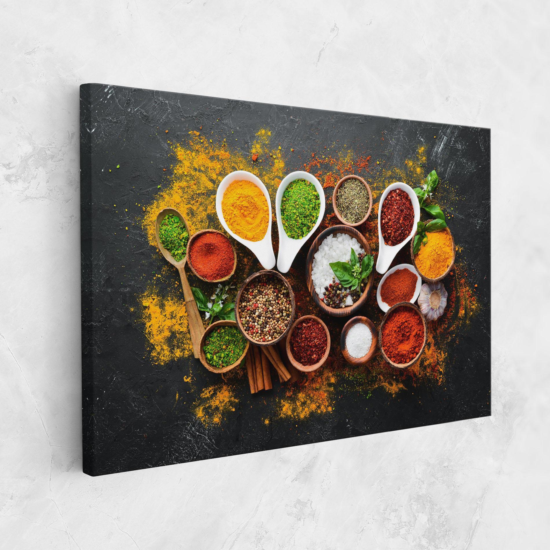 Leinwandbild Colorful Herbs Spices mockup 1