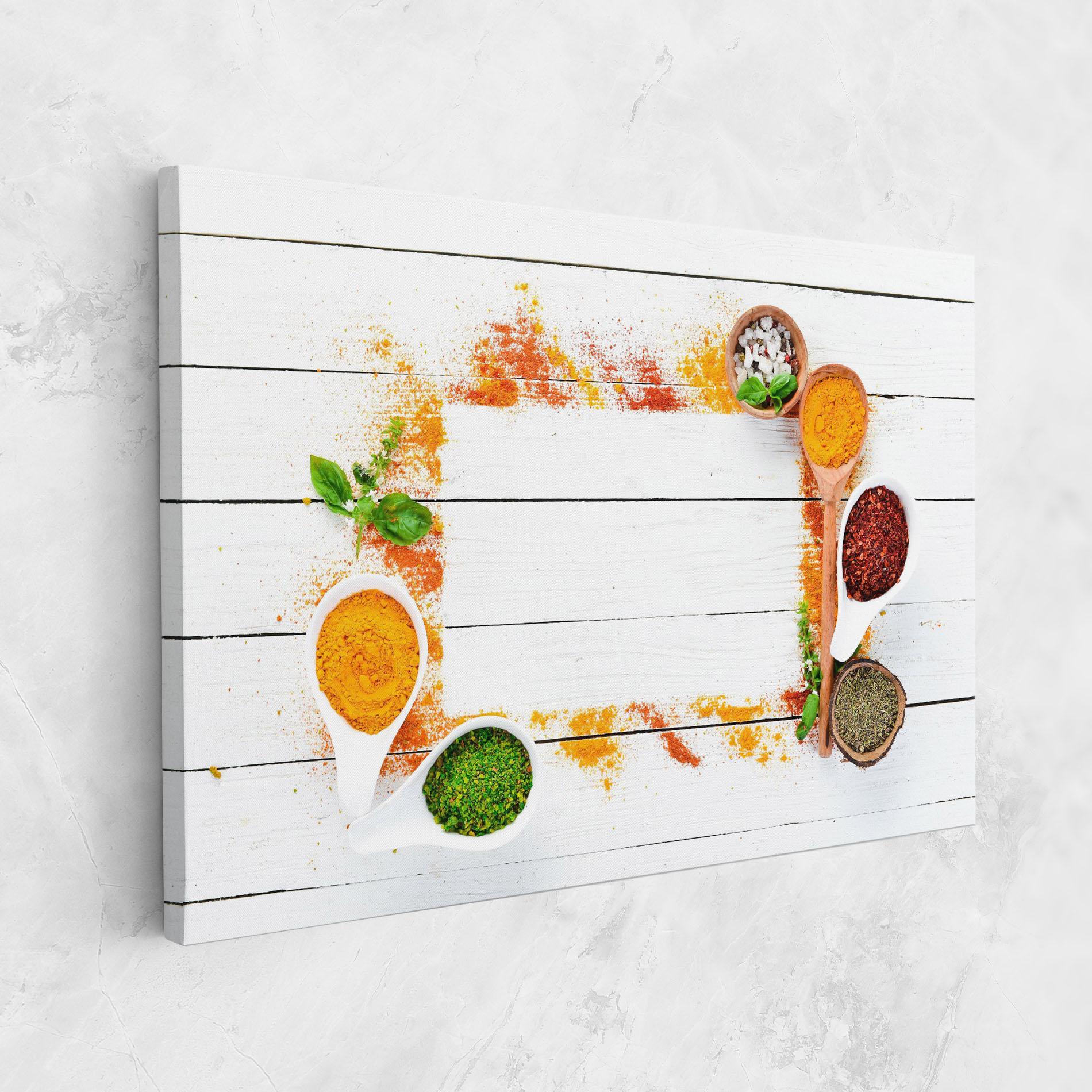 Leinwandbild Spices Top View mockup 1