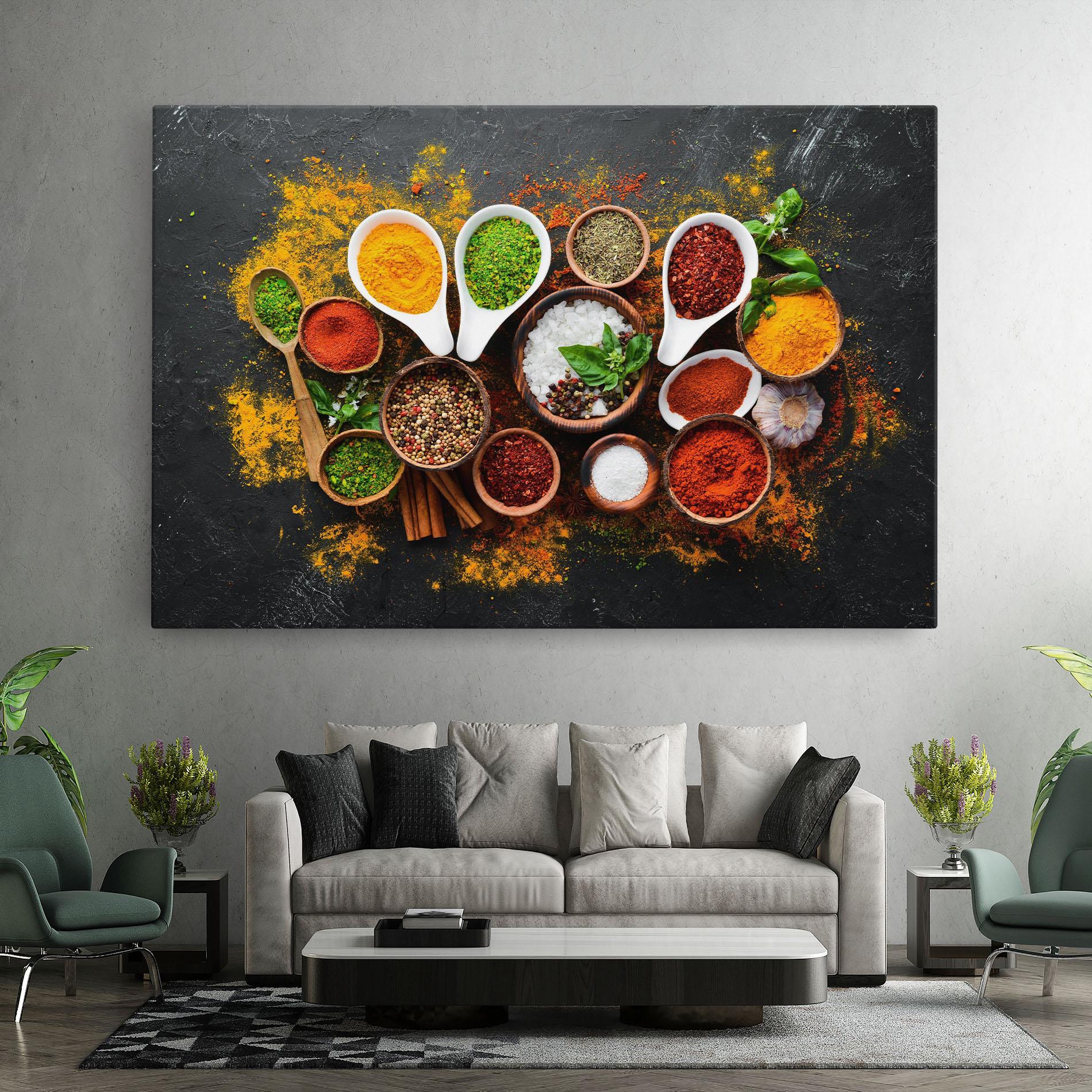 Leinwandbild Colorful Herbs Spices mockup 7