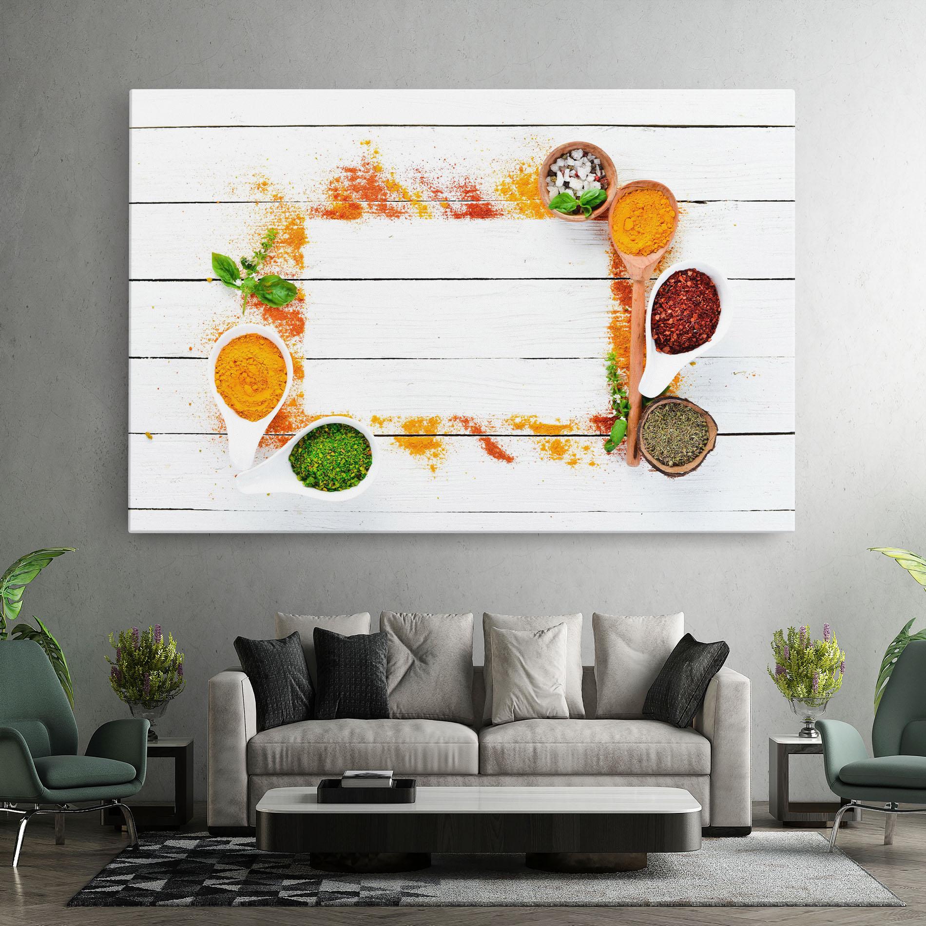 Leinwandbild Spices Top View mockup 7