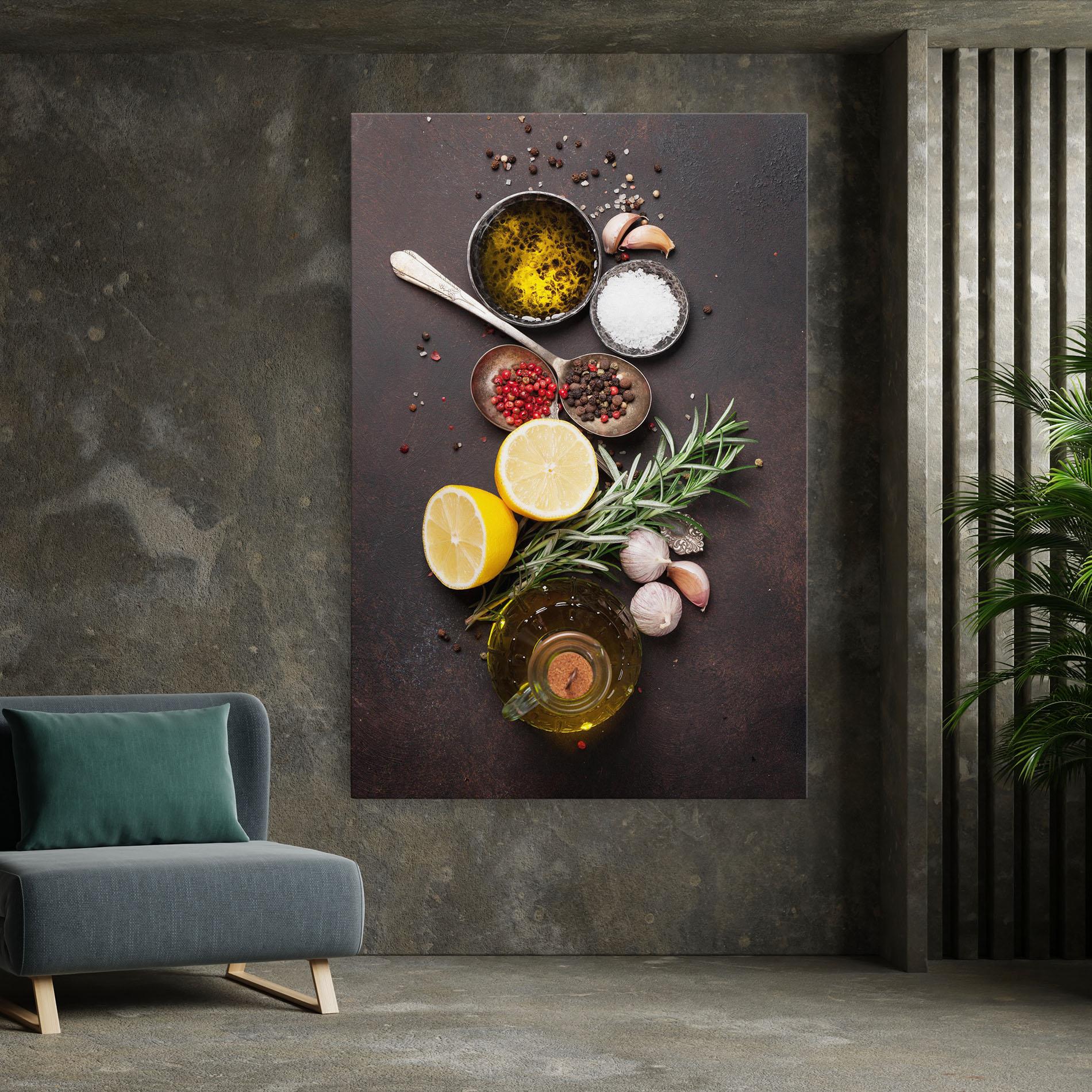 Leinwandbild Spices On Stone Table mockup 7