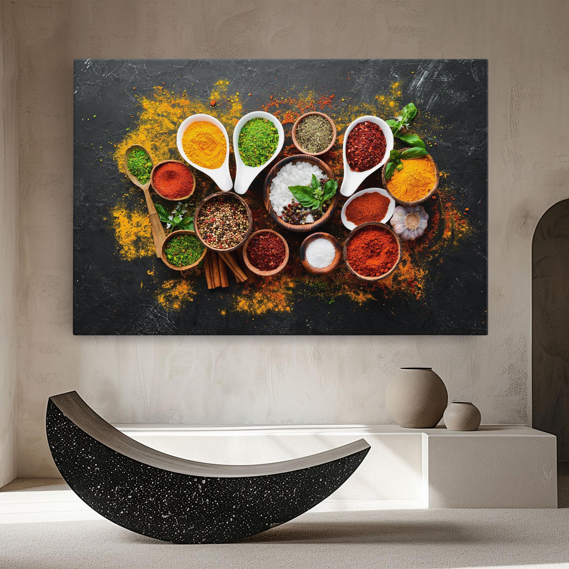 Leinwandbild Colorful Herbs Spices mockup 8