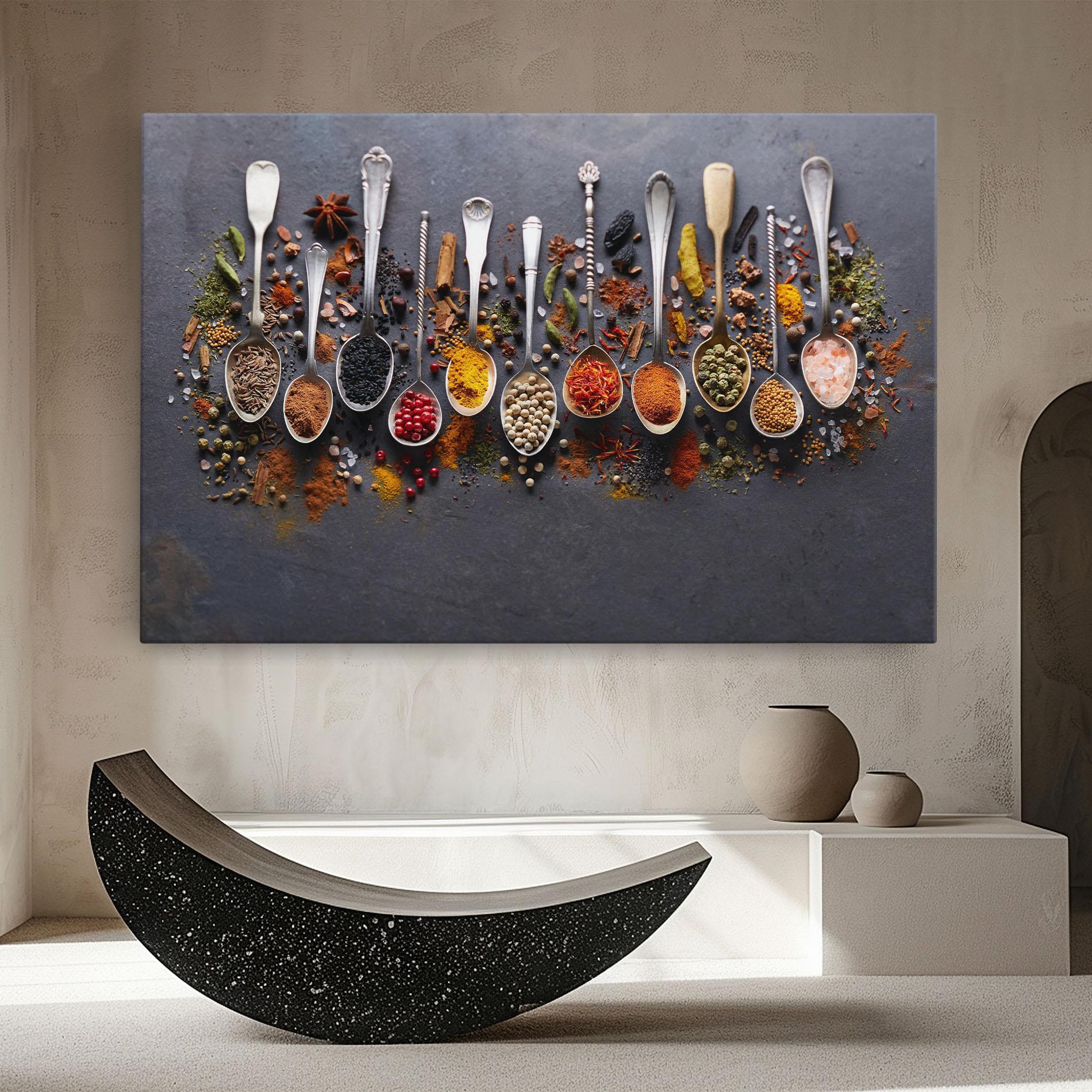 Leinwandbild Spices Black Board mockup 8