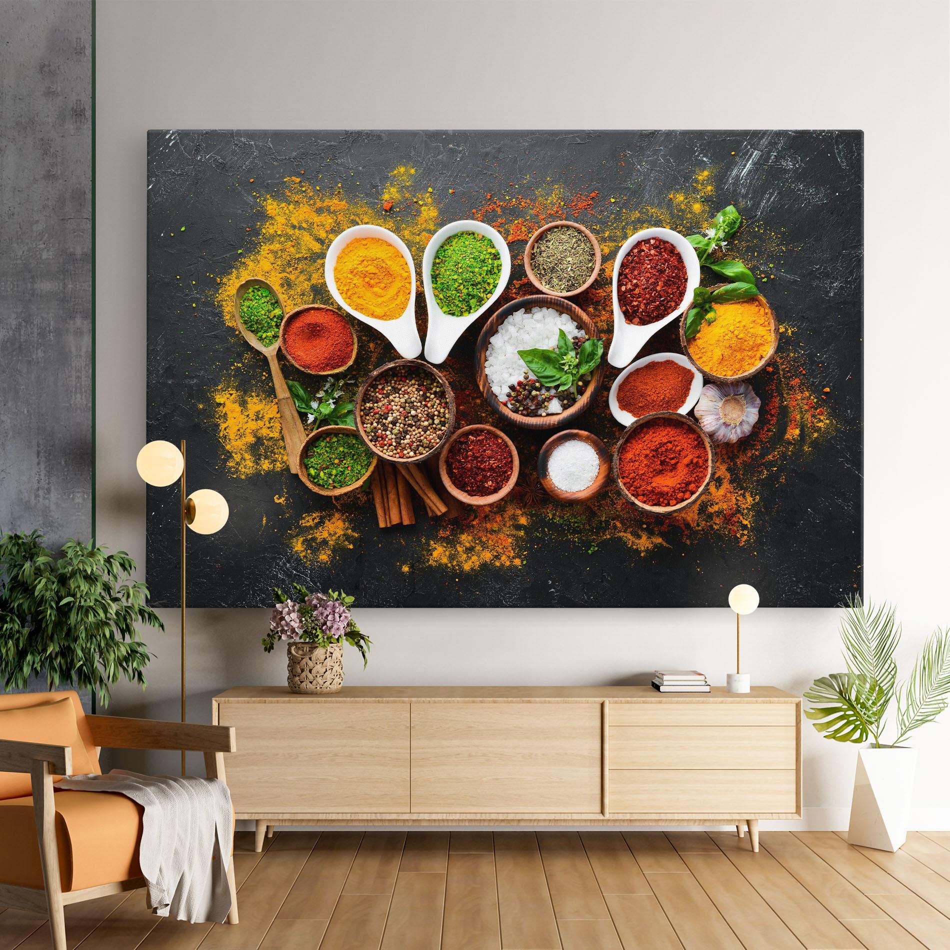 Leinwandbild Colorful Herbs Spices mockup 9