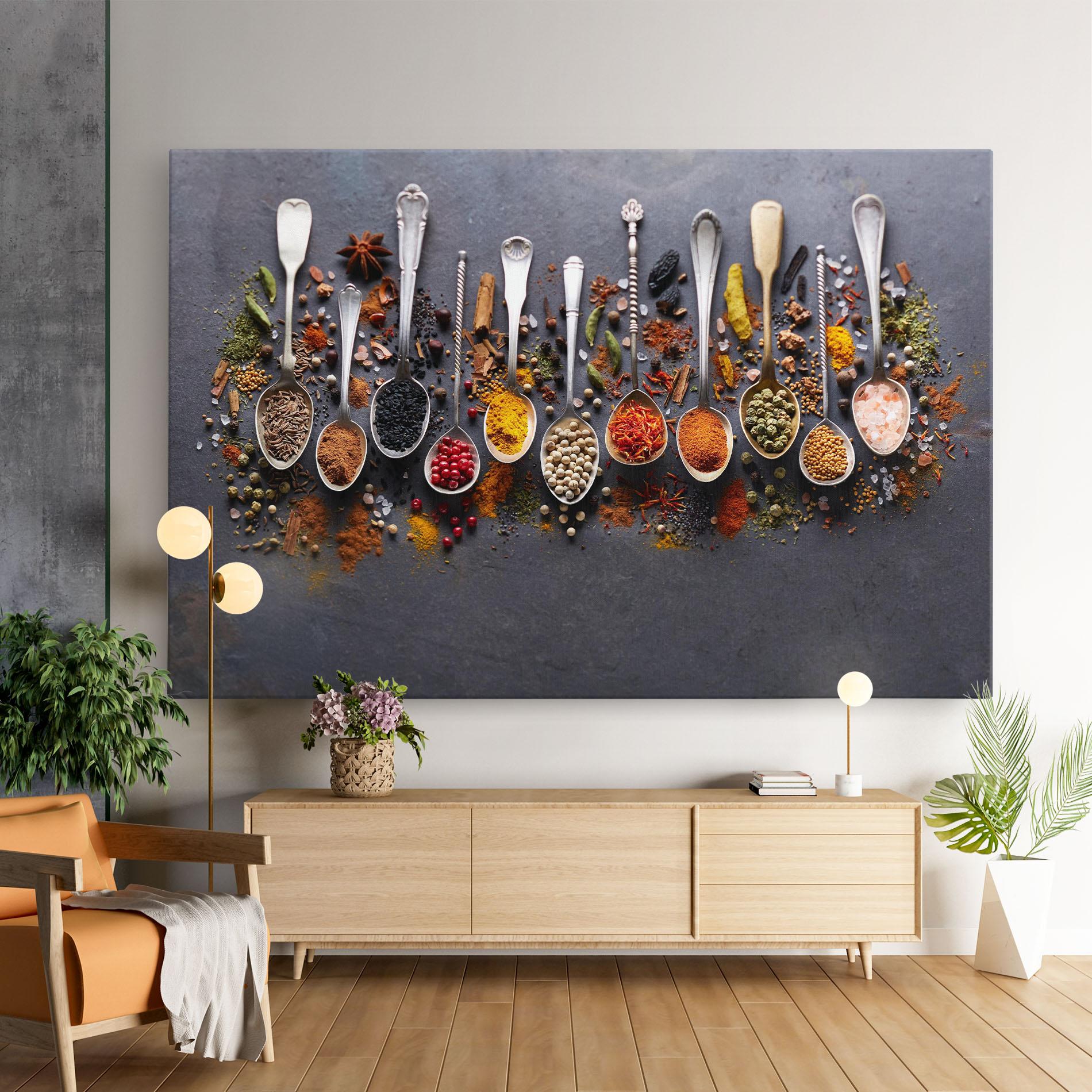 Leinwandbild Spices Black Board mockup 9