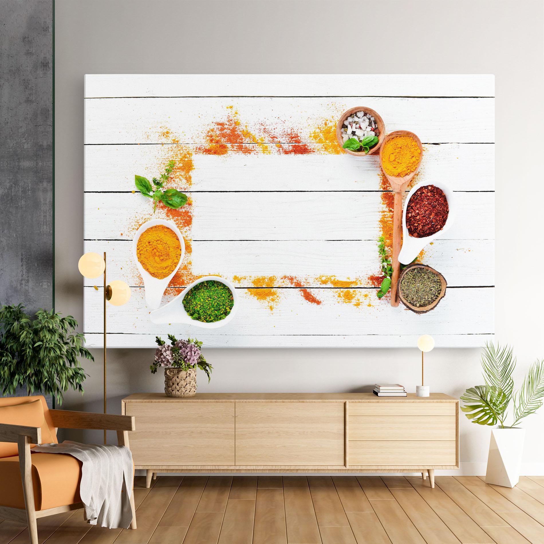 Leinwandbild Spices Top View mockup 9