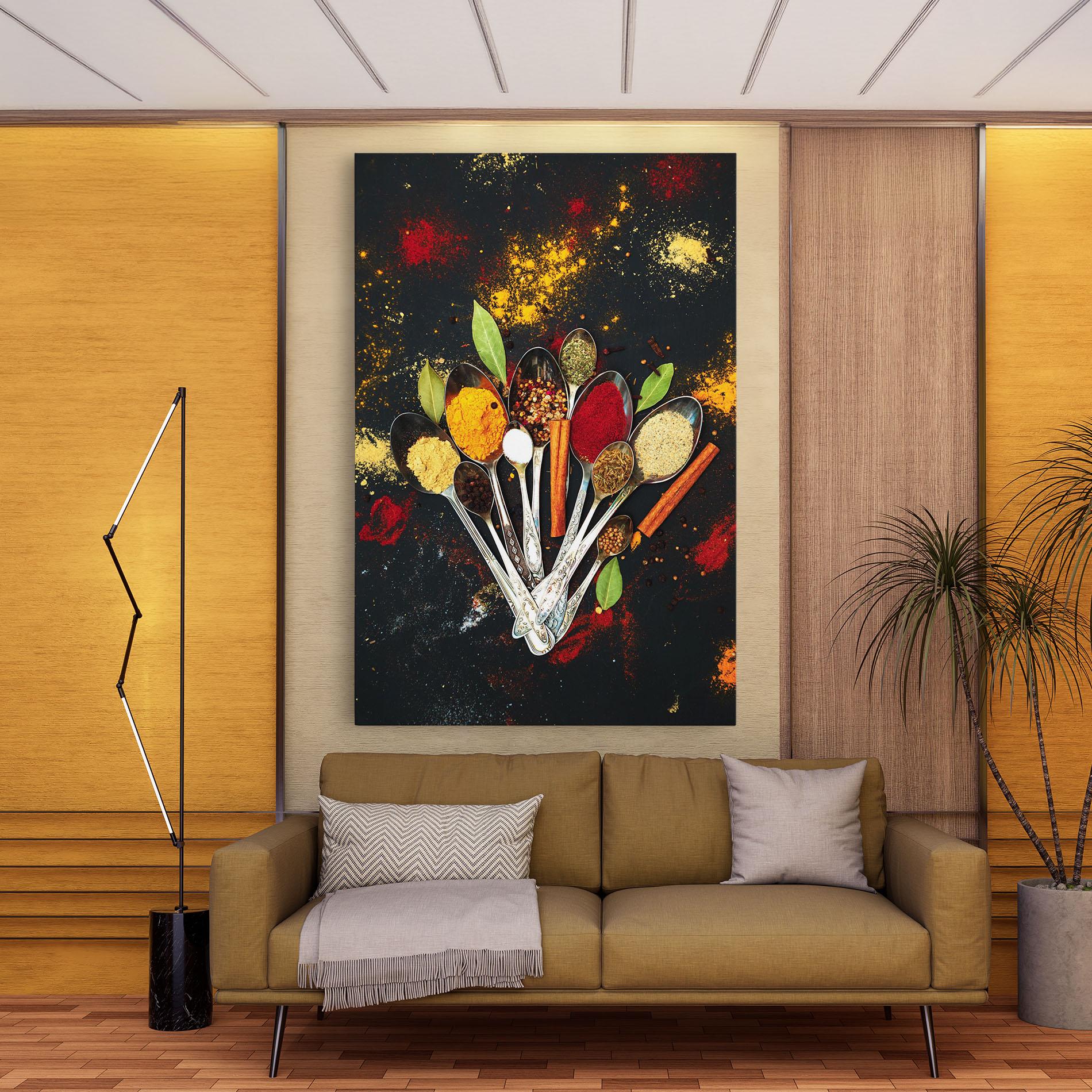 Leinwandbild Cooking Spices Spoons mockup 9