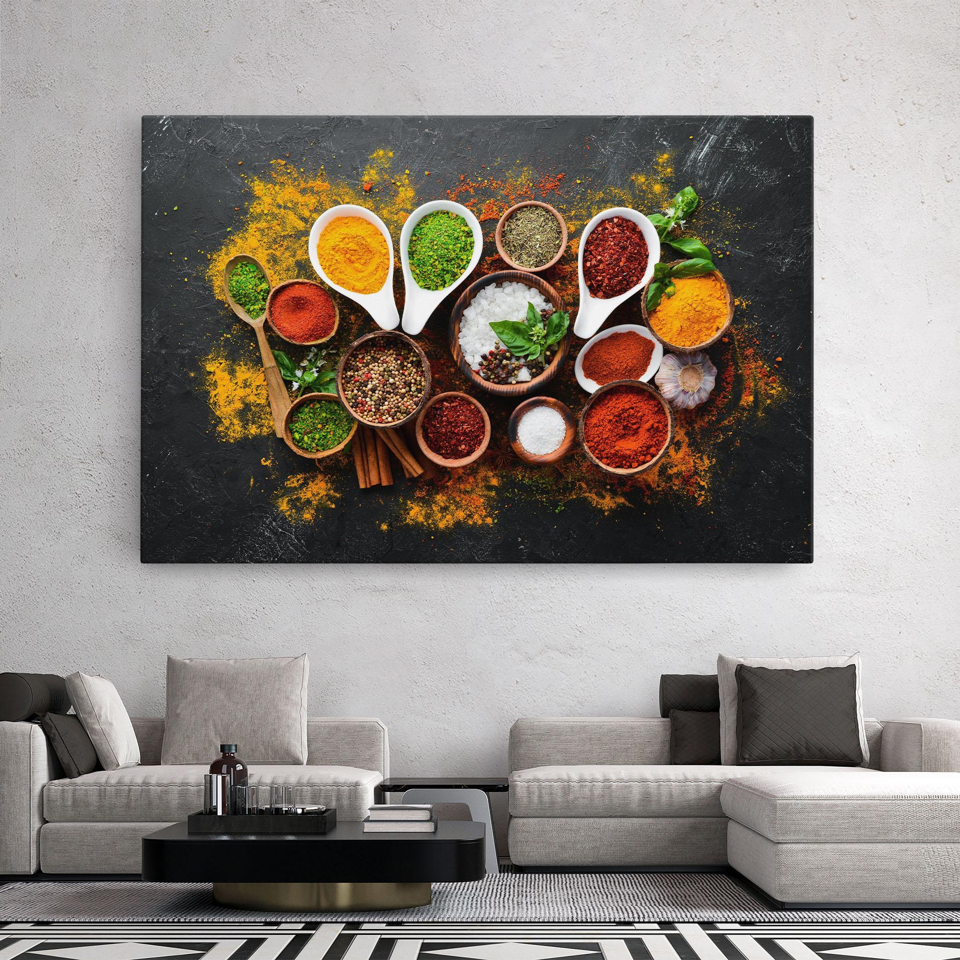 Leinwandbild Colorful Herbs Spices mockup 2