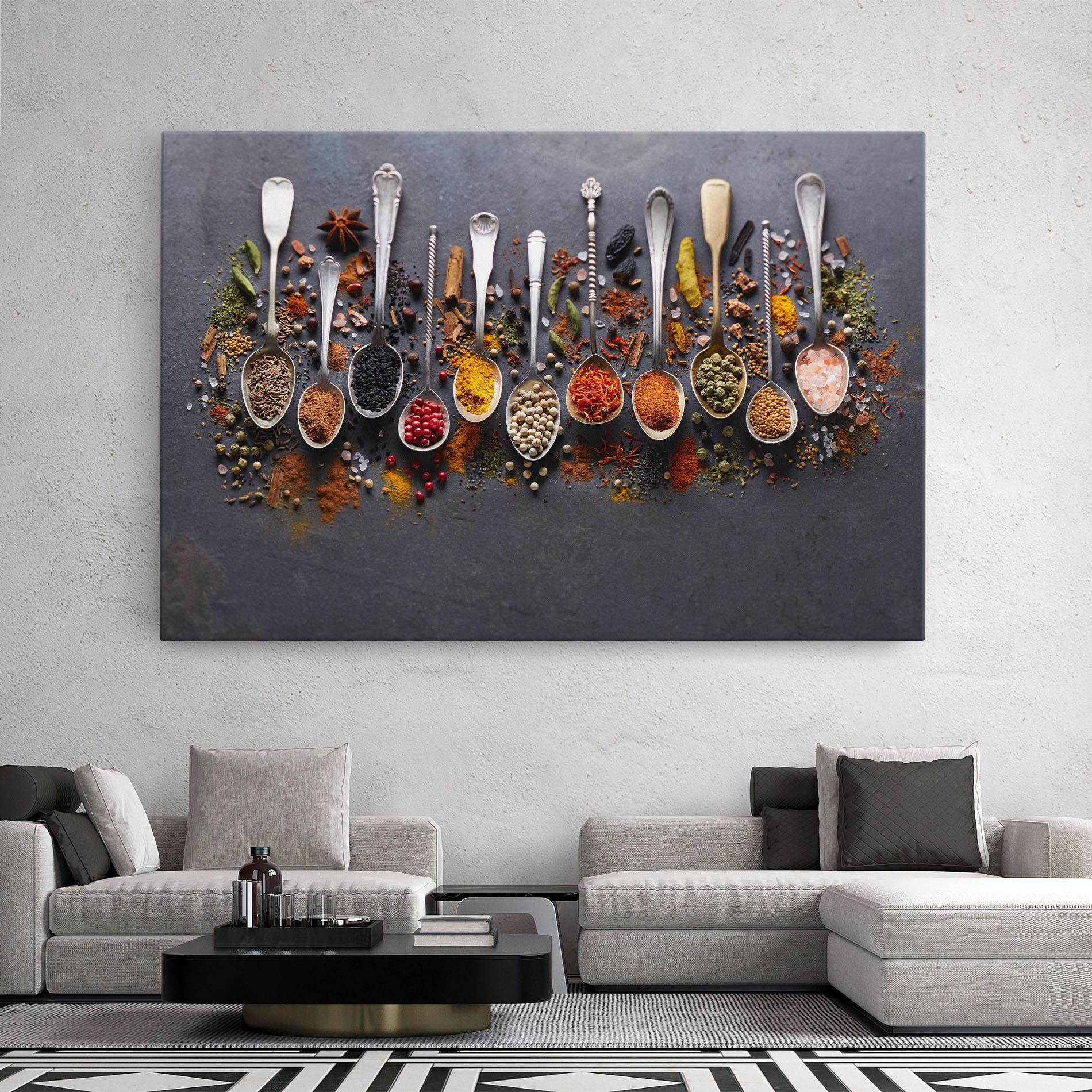 Leinwandbild Spices Black Board mockup 2