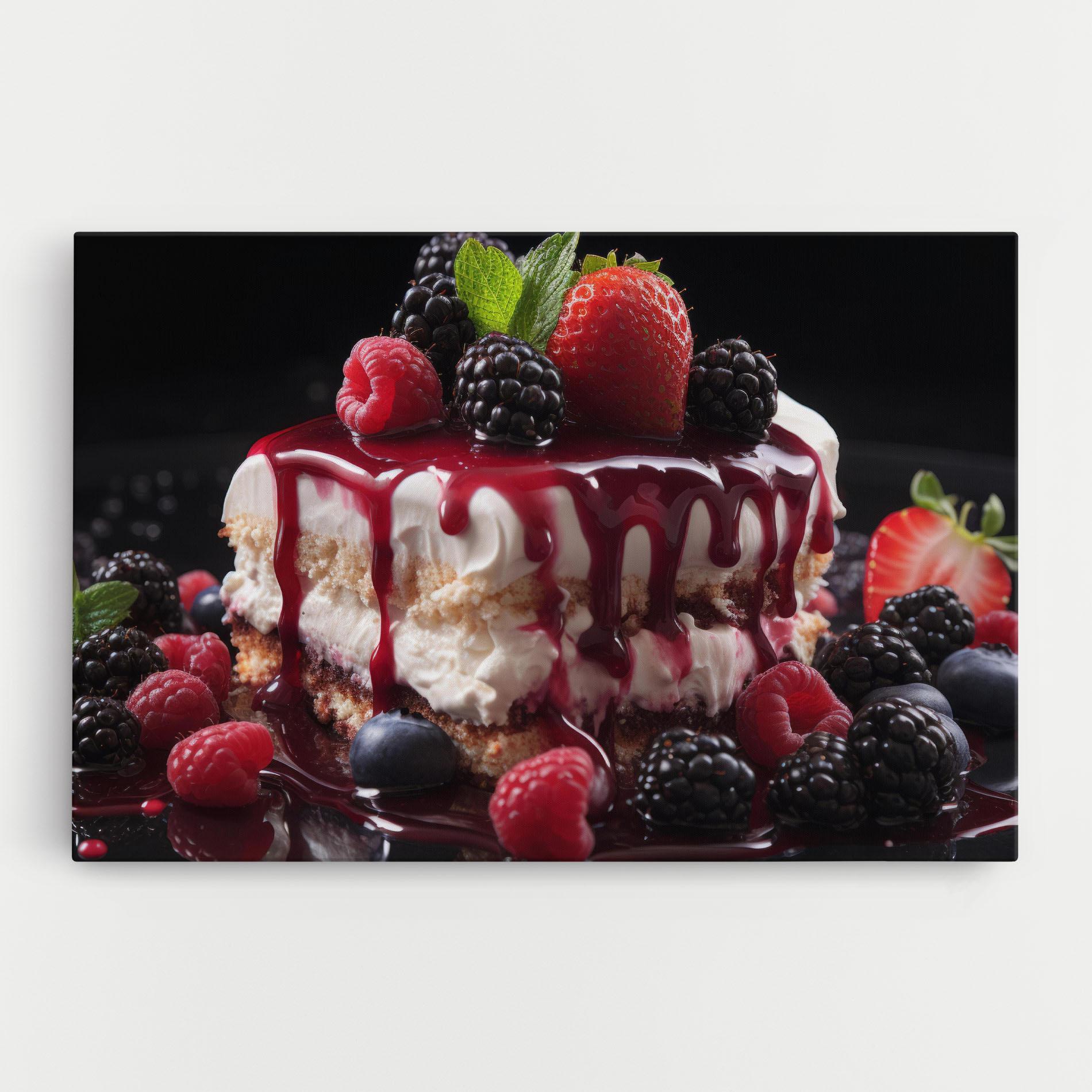 Leinwandbild Berries Cream Dessert mockup 0
