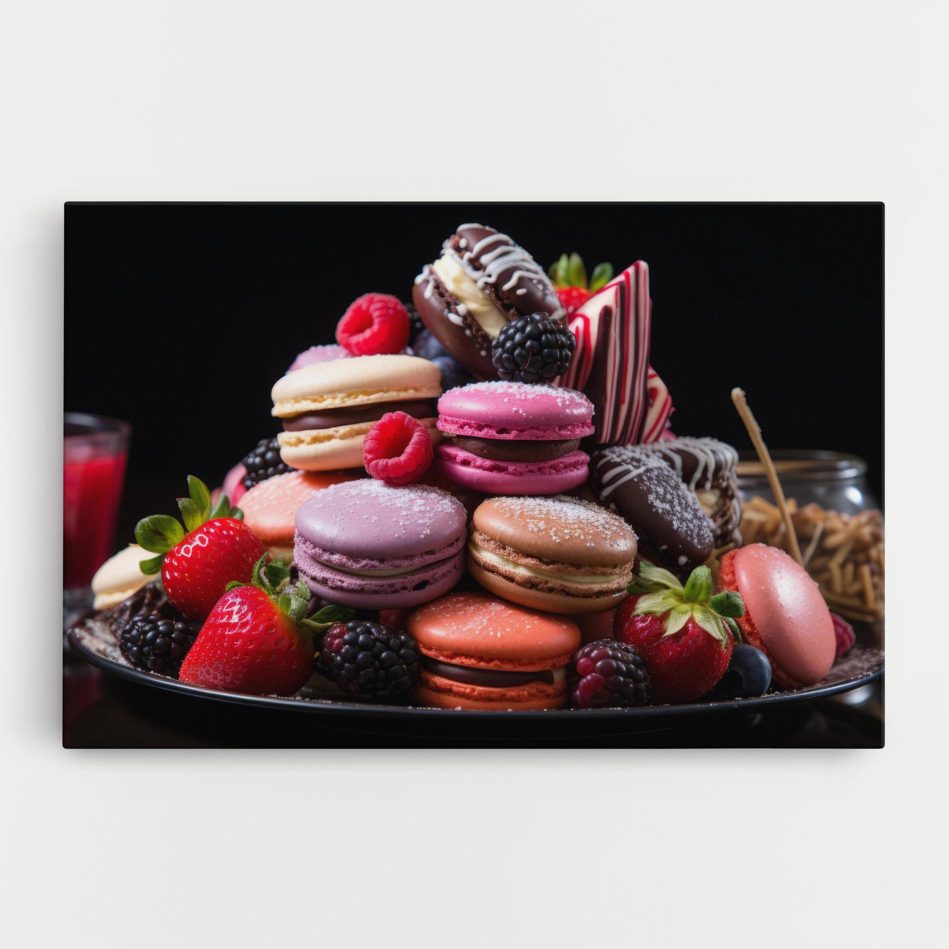 Leinwandbild Berries Macarons mockup 0