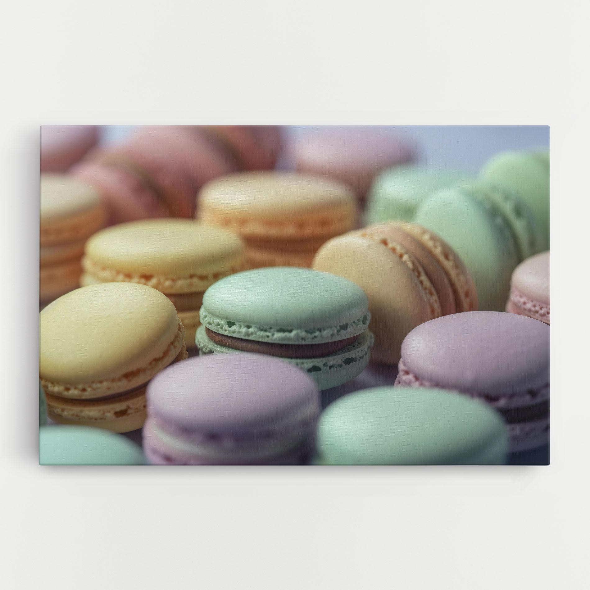 Leinwandbild Pastel Macarons mockup 0