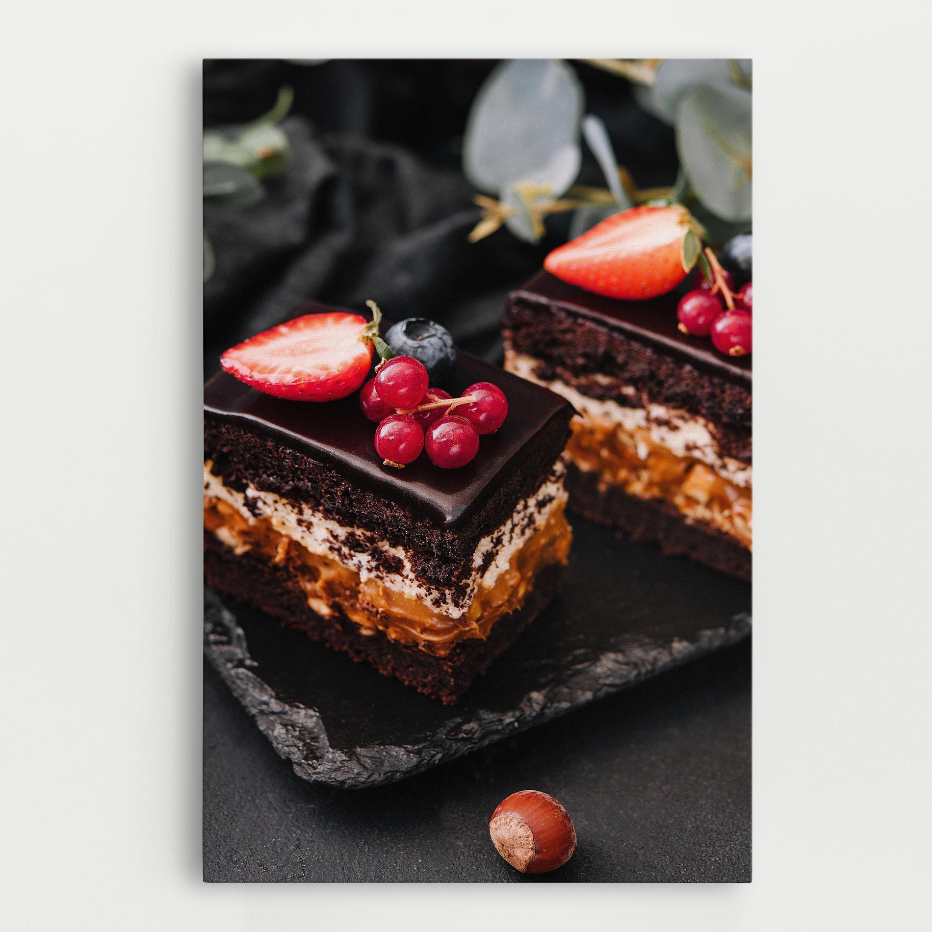 Leinwandbild Chocolate Berries Cake mockup 0