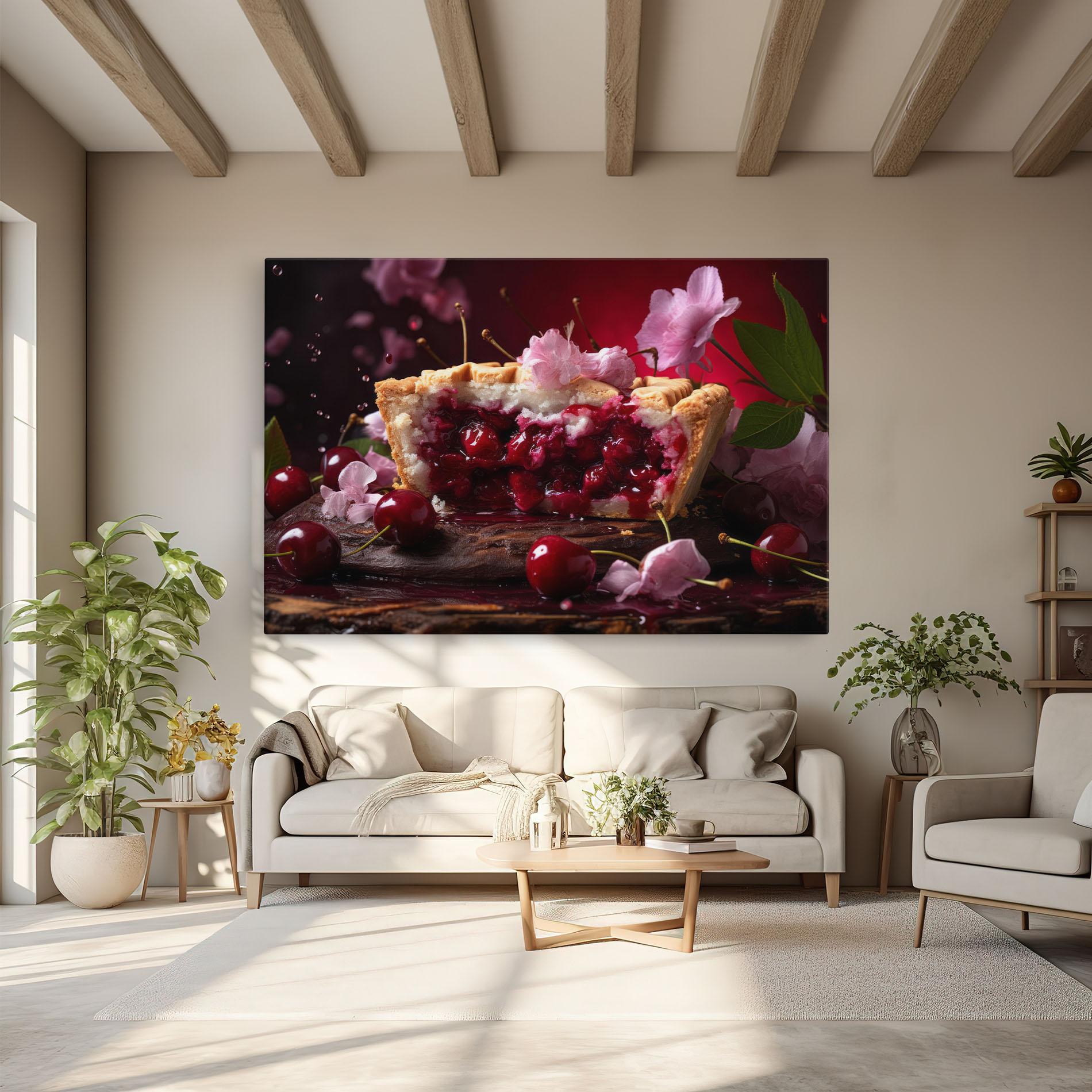 Leinwandbild Wooden Table Cherries mockup 6