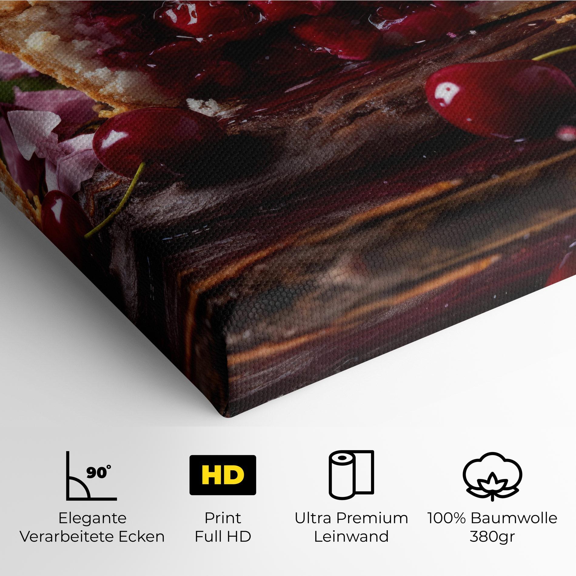 Leinwandbild Wooden Table Cherries mockup 4