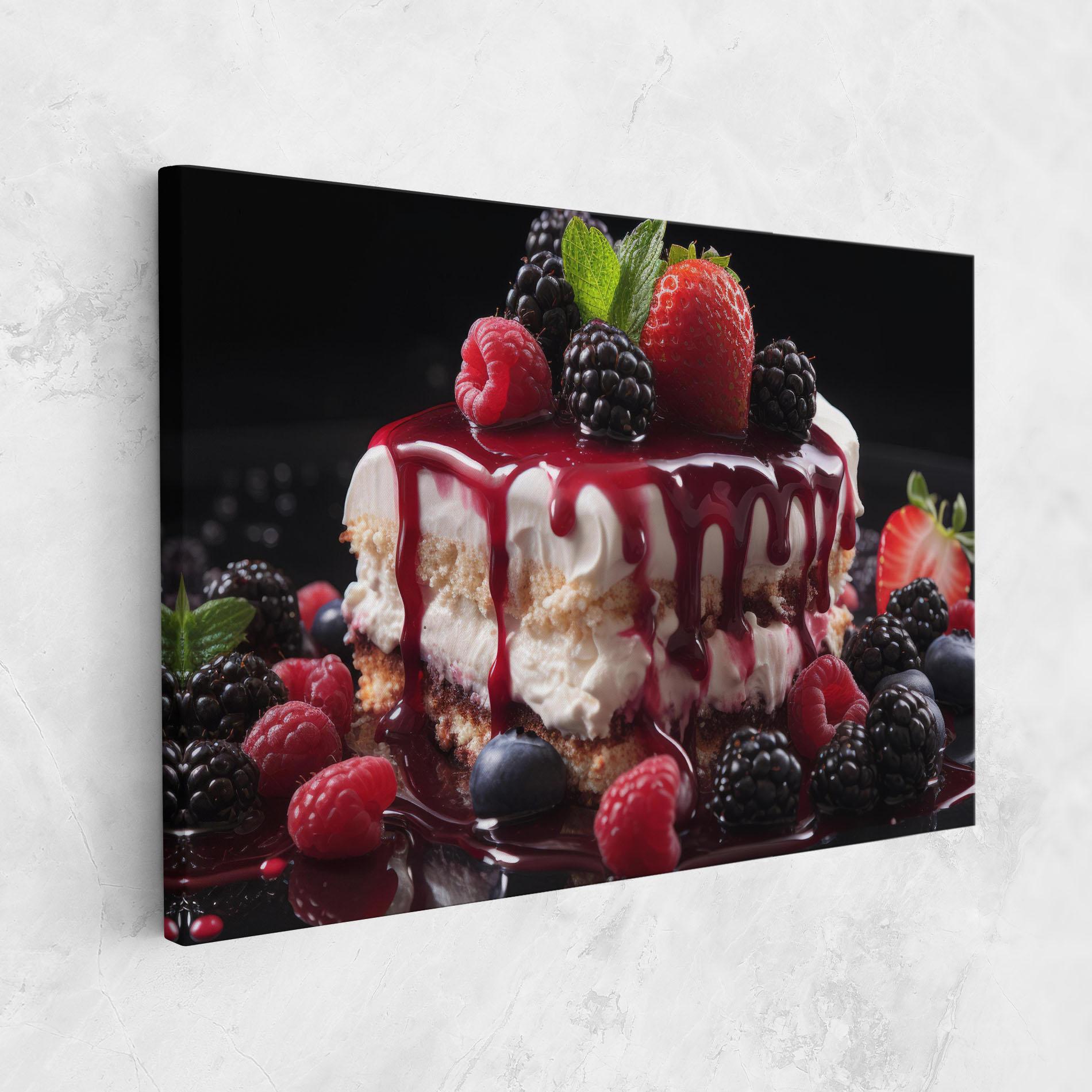 Leinwandbild Berries Cream Dessert mockup 1