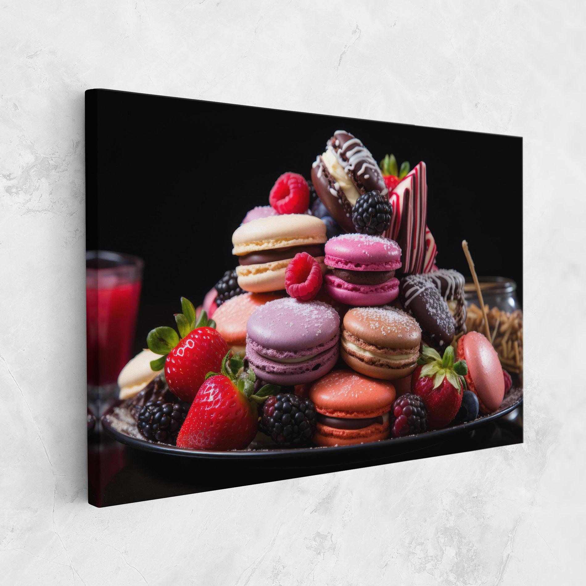 Leinwandbild Berries Macarons mockup 1