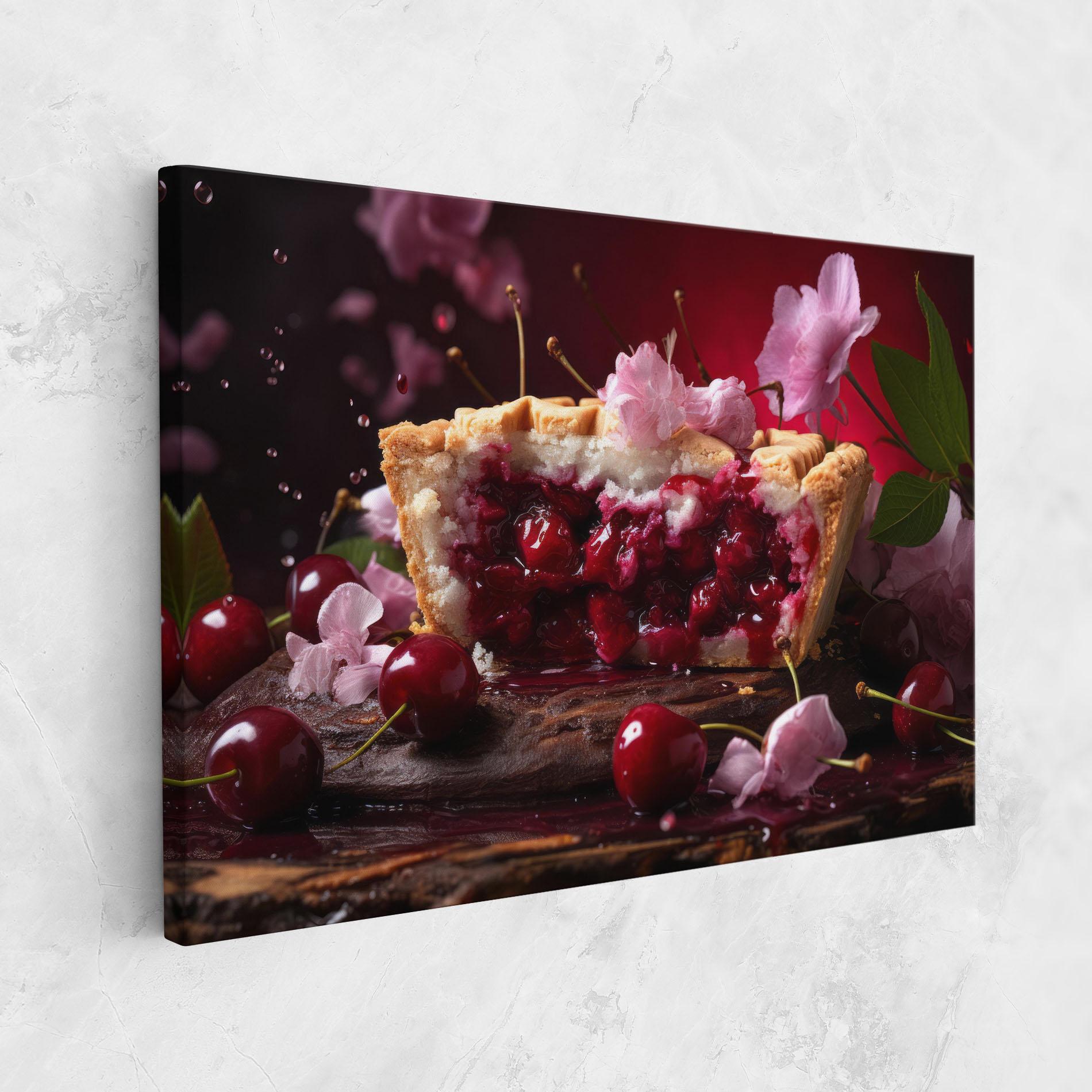 Leinwandbild Wooden Table Cherries mockup 1