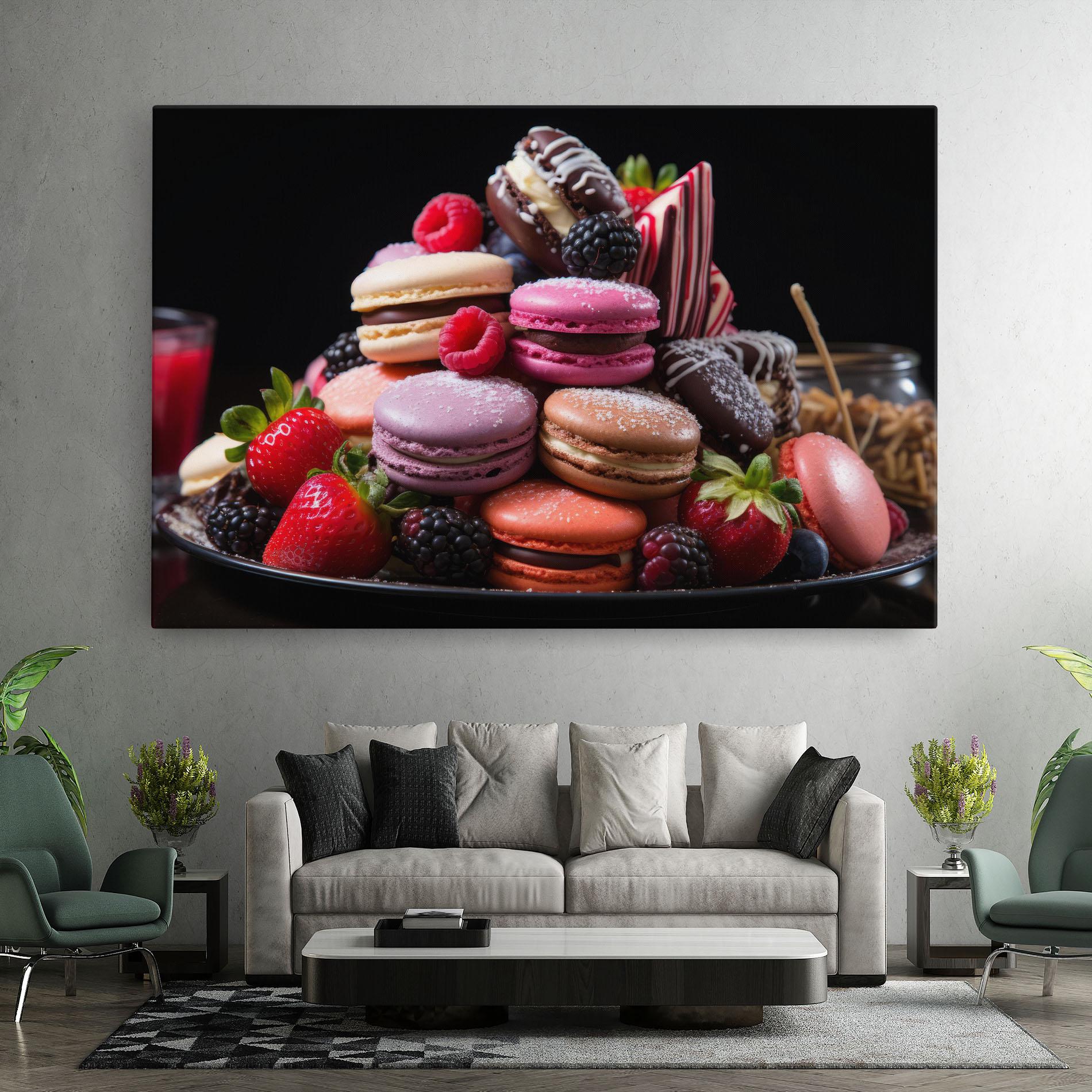 Leinwandbild Berries Macarons mockup 7