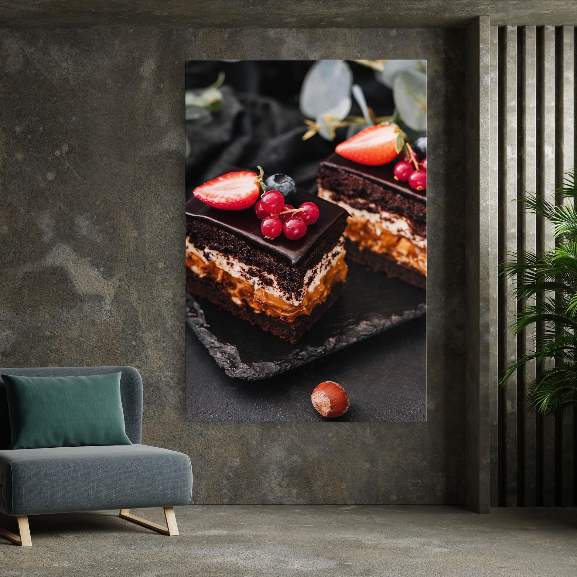Leinwandbild Chocolate Berries Cake mockup 7