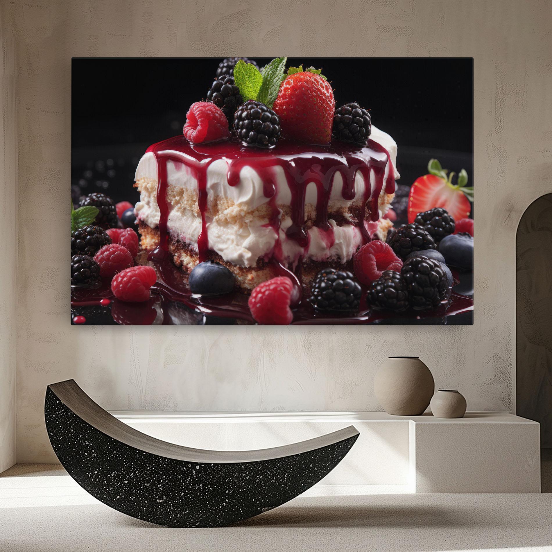Leinwandbild Berries Cream Dessert mockup 8