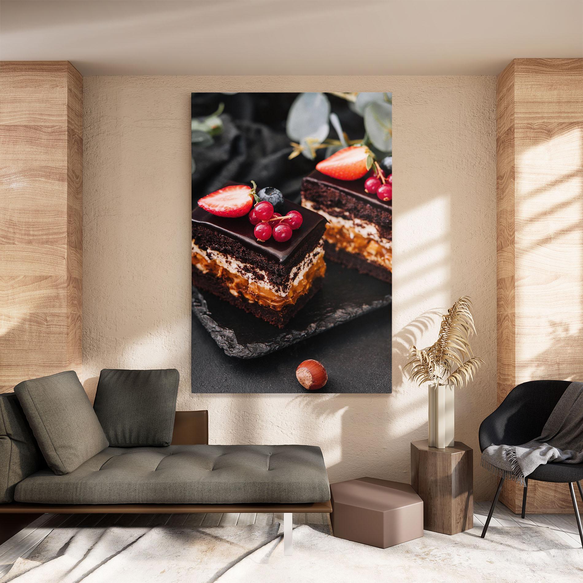 Leinwandbild Chocolate Berries Cake mockup 8