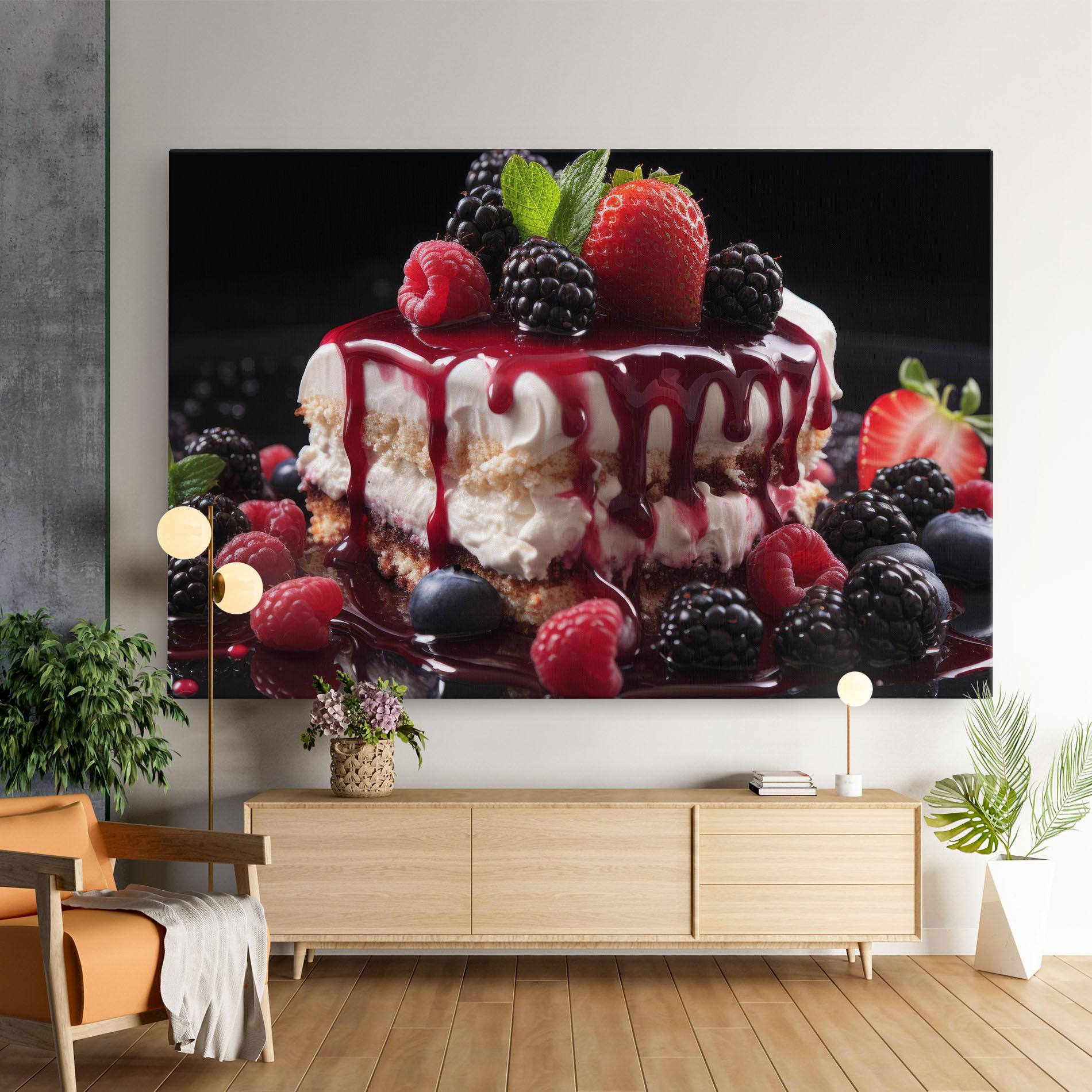 Leinwandbild Berries Cream Dessert mockup 9