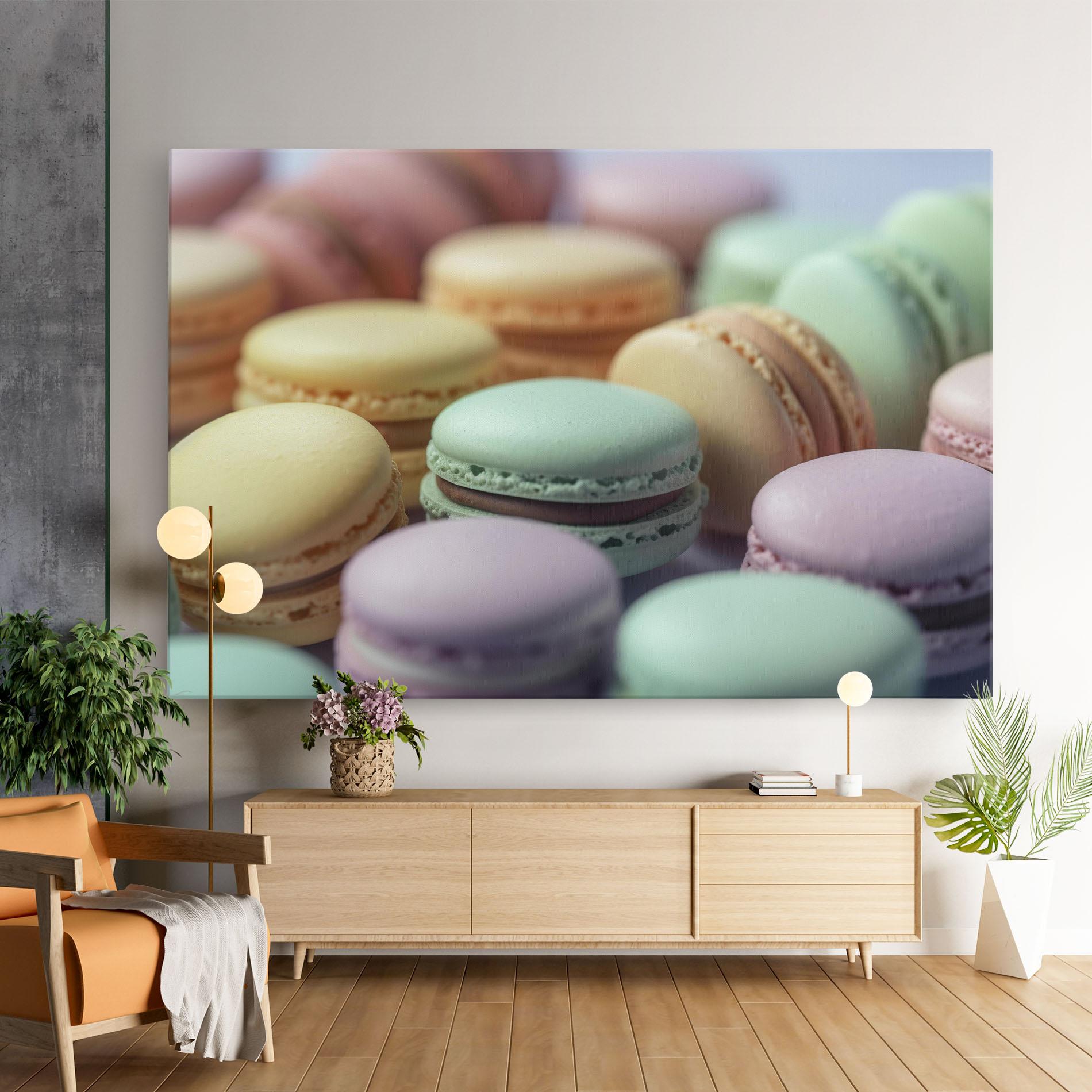 Leinwandbild Pastel Macarons mockup 9