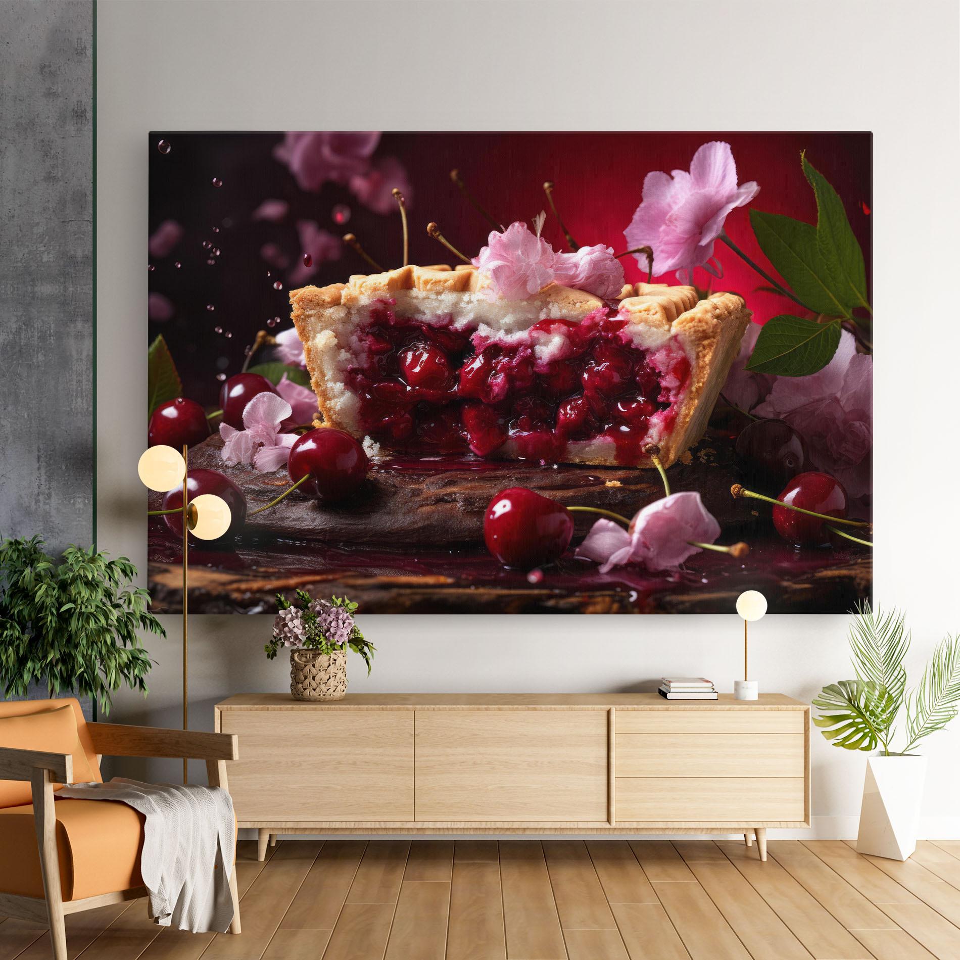Leinwandbild Wooden Table Cherries mockup 9