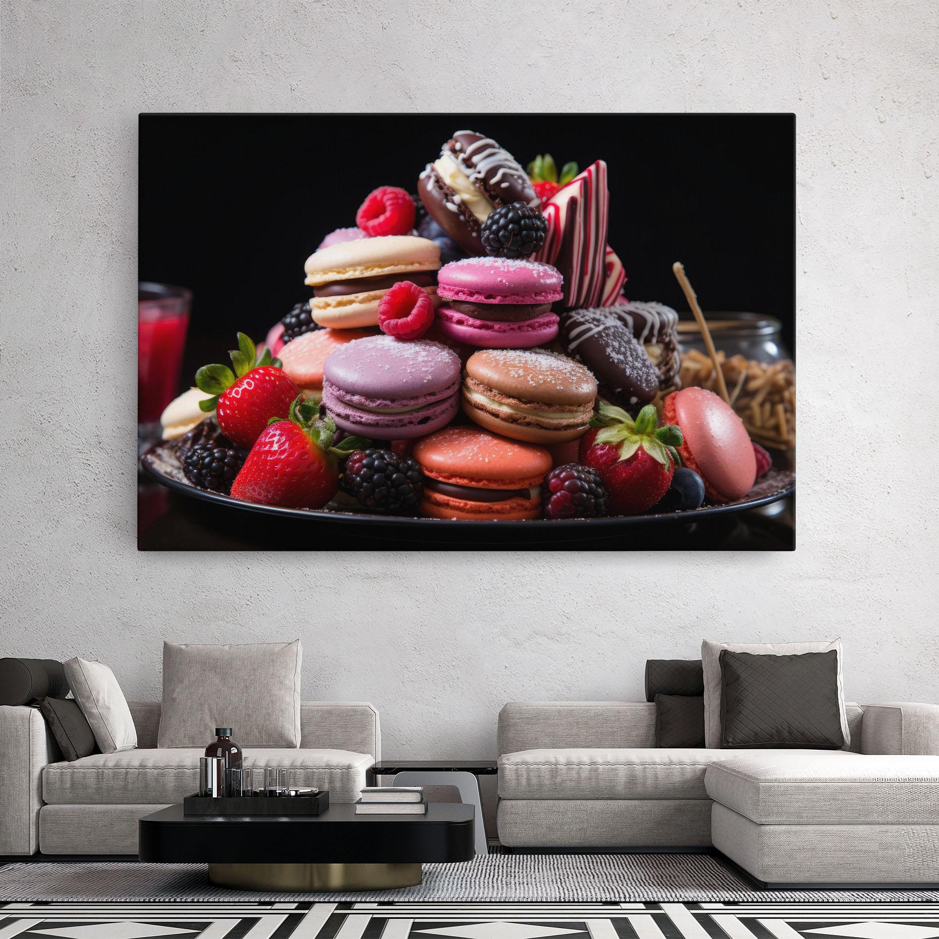 Leinwandbild Berries Macarons mockup 2