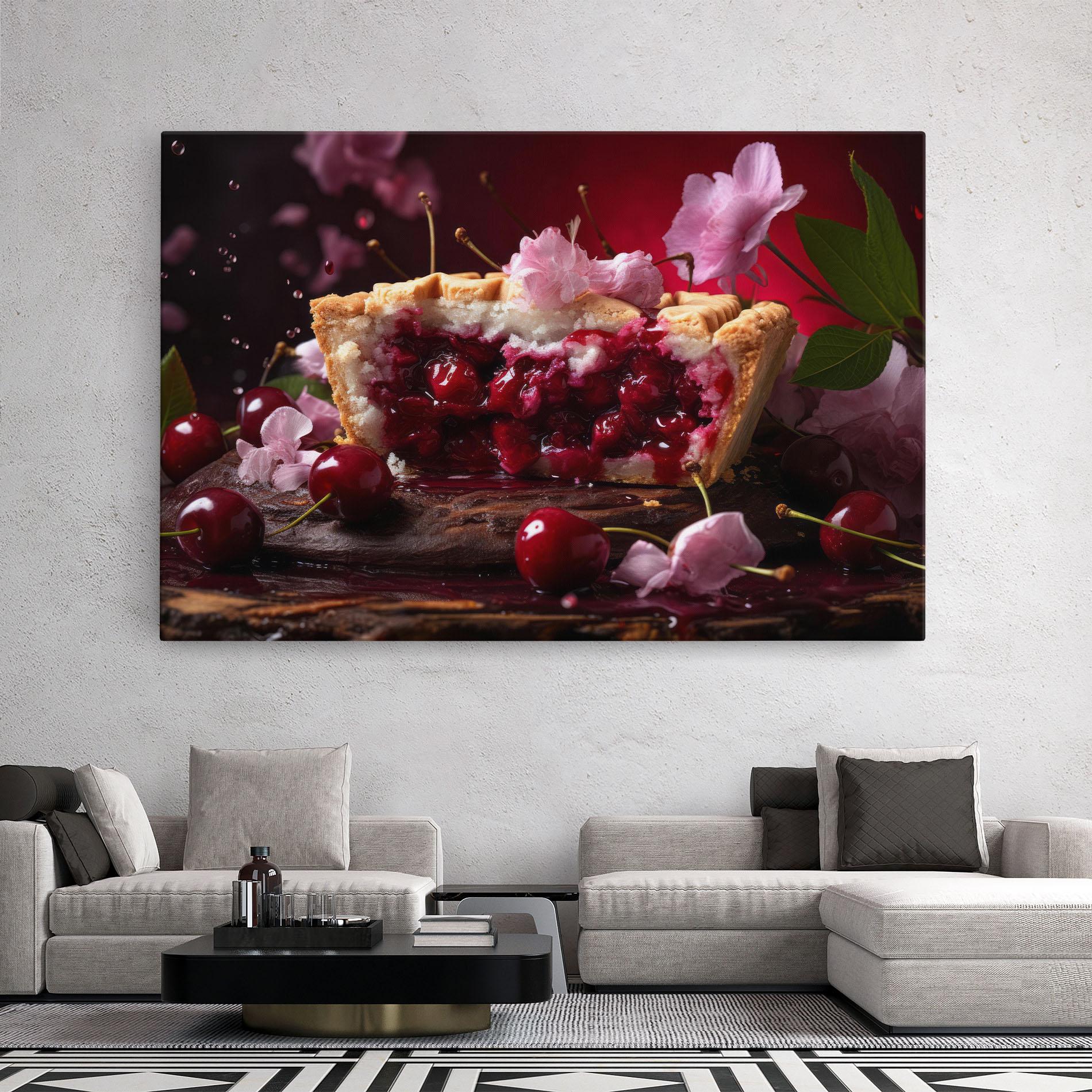 Leinwandbild Wooden Table Cherries mockup 2