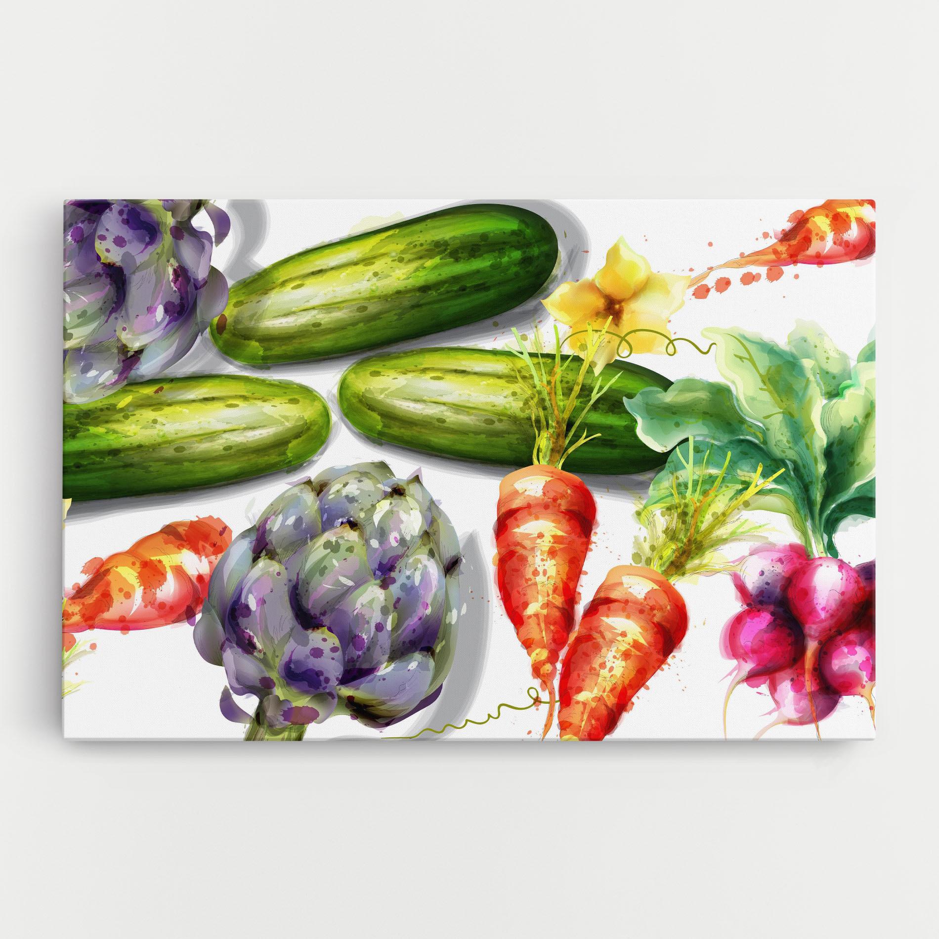 Leinwandbild Watercolor Vegetables mockup 0