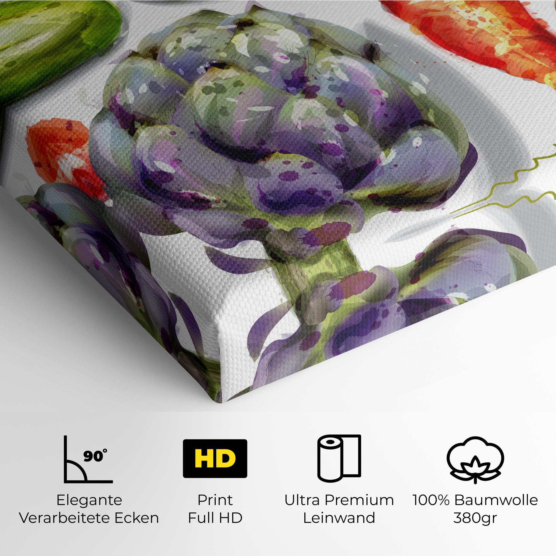 Leinwandbild Watercolor Vegetables mockup 4
