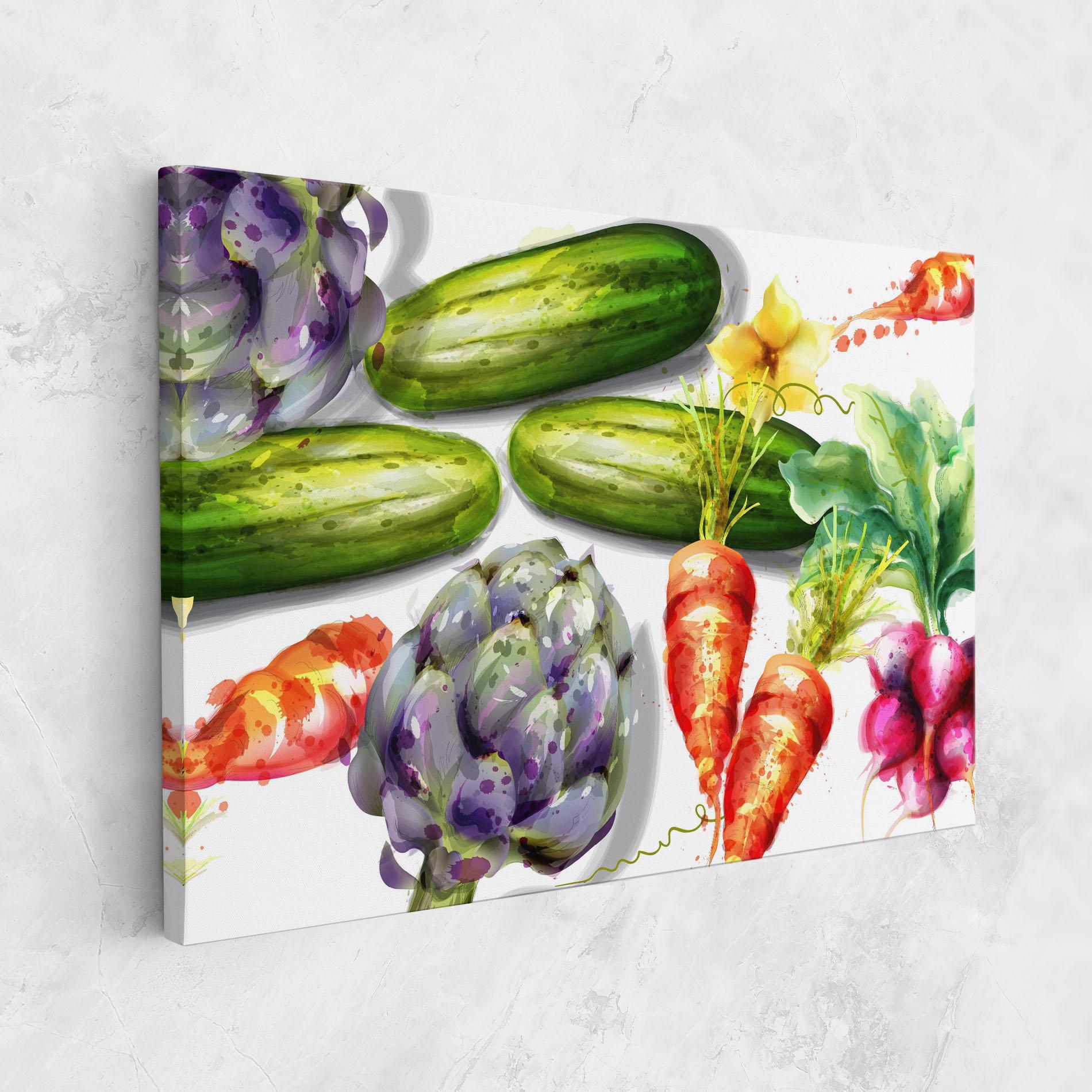 Leinwandbild Watercolor Vegetables mockup 1