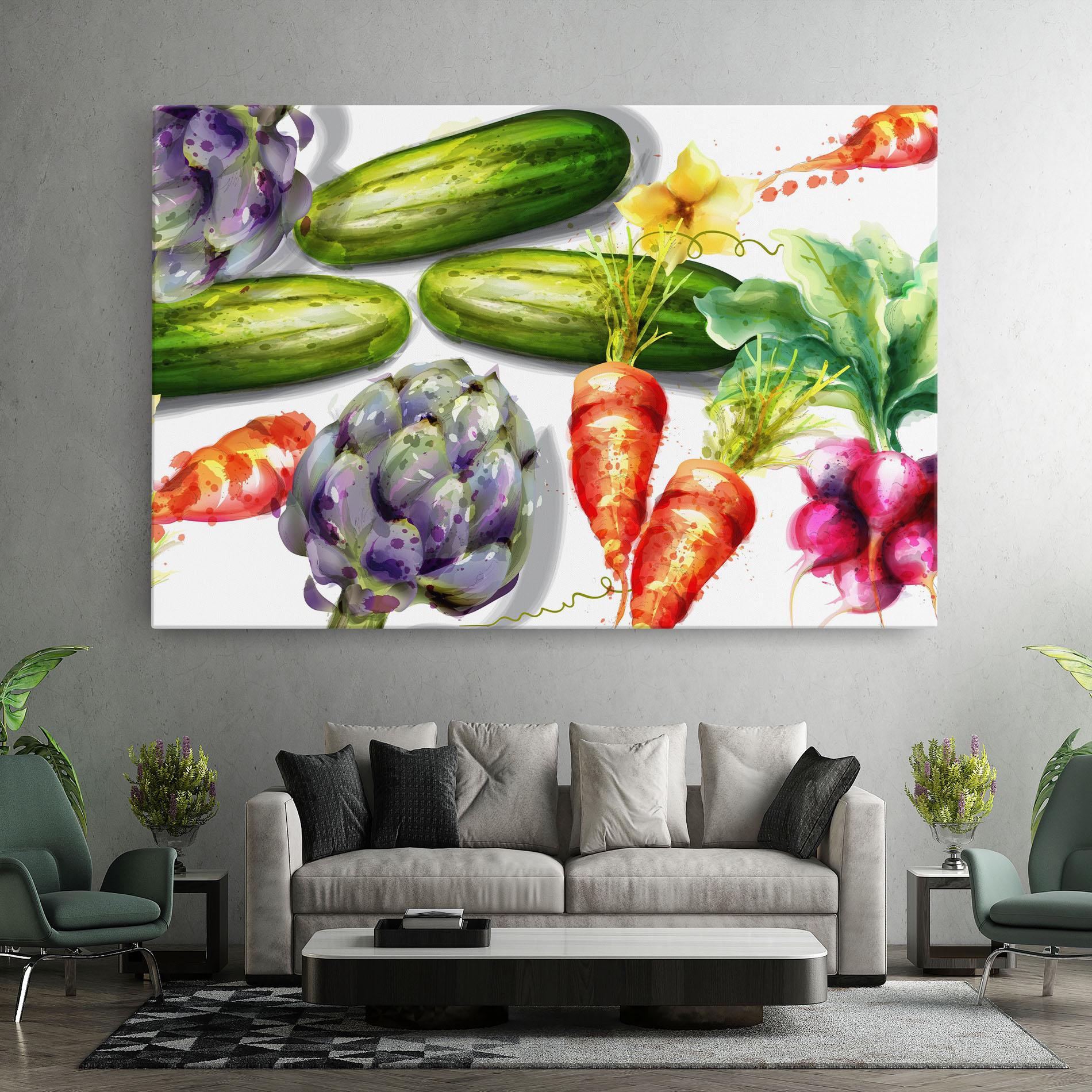 Leinwandbild Watercolor Vegetables mockup 7