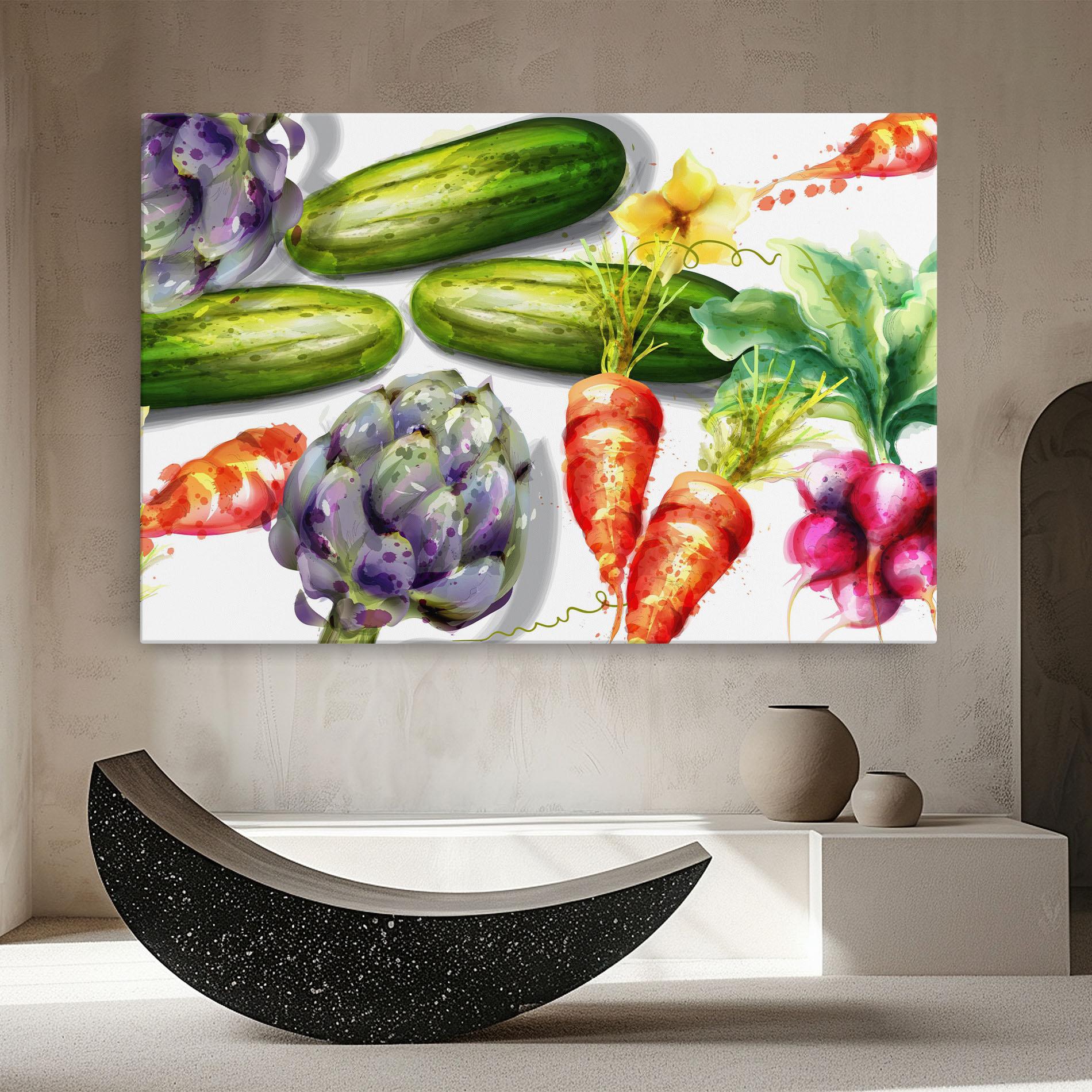 Leinwandbild Watercolor Vegetables mockup 8