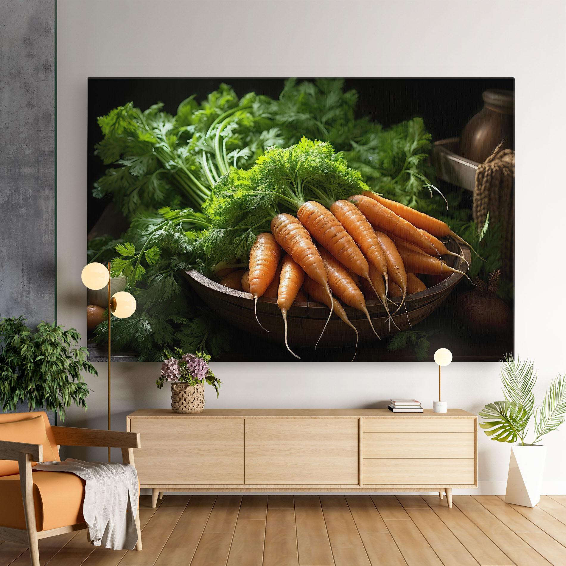 Leinwandbild Fresh Carrots Basket mockup 9