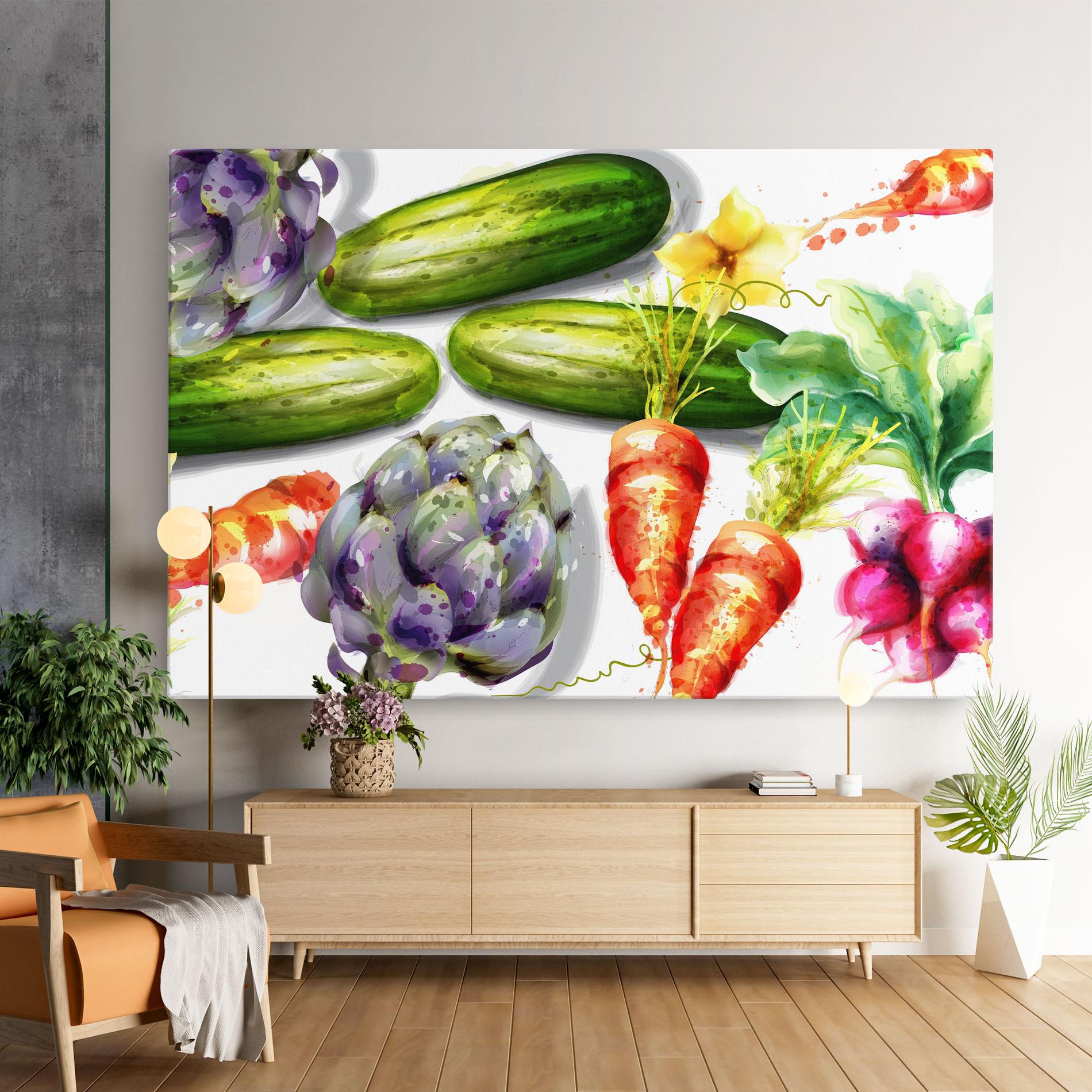 Leinwandbild Watercolor Vegetables mockup 9