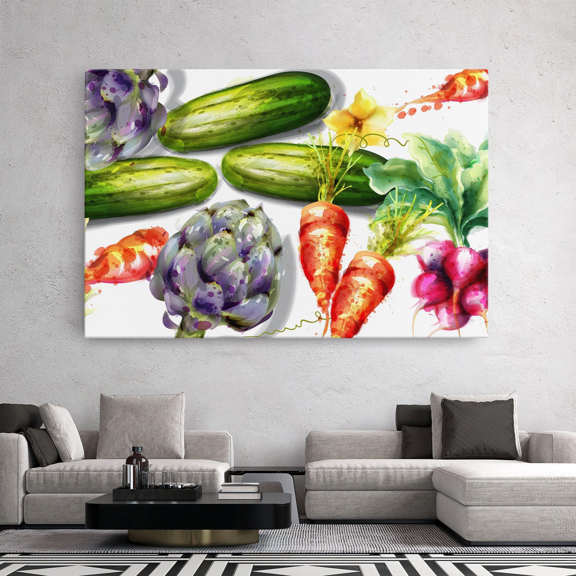 Leinwandbild Watercolor Vegetables mockup 2