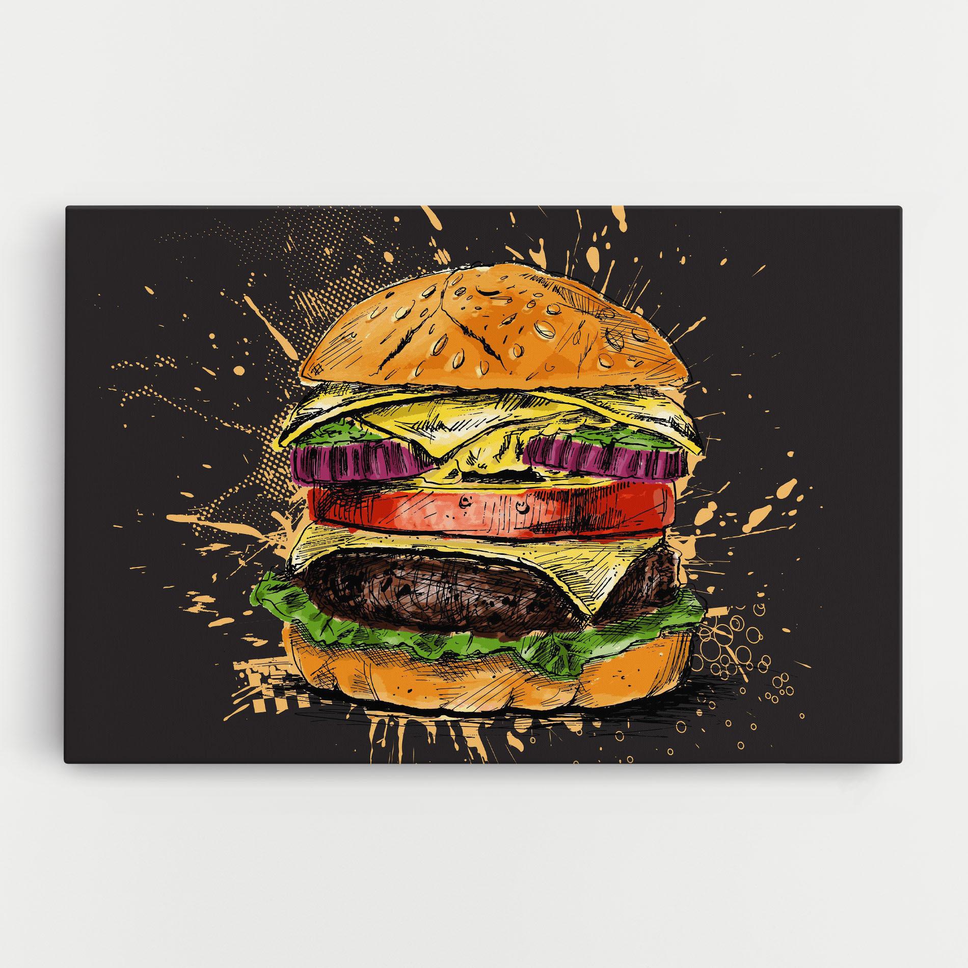 Leinwandbild Burger Drawing mockup 0