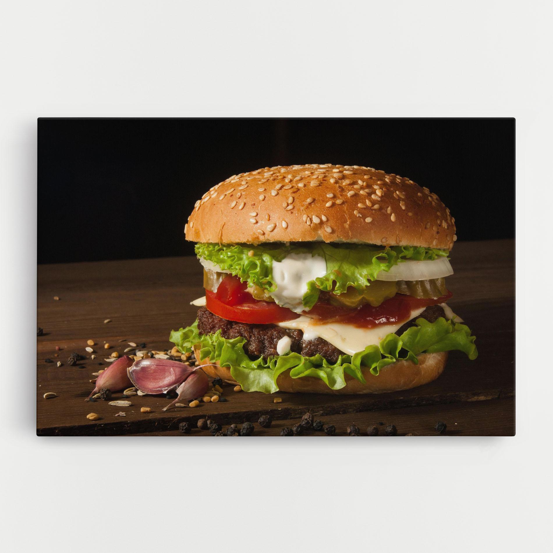 Leinwandbild Delicious Hamburger mockup 0