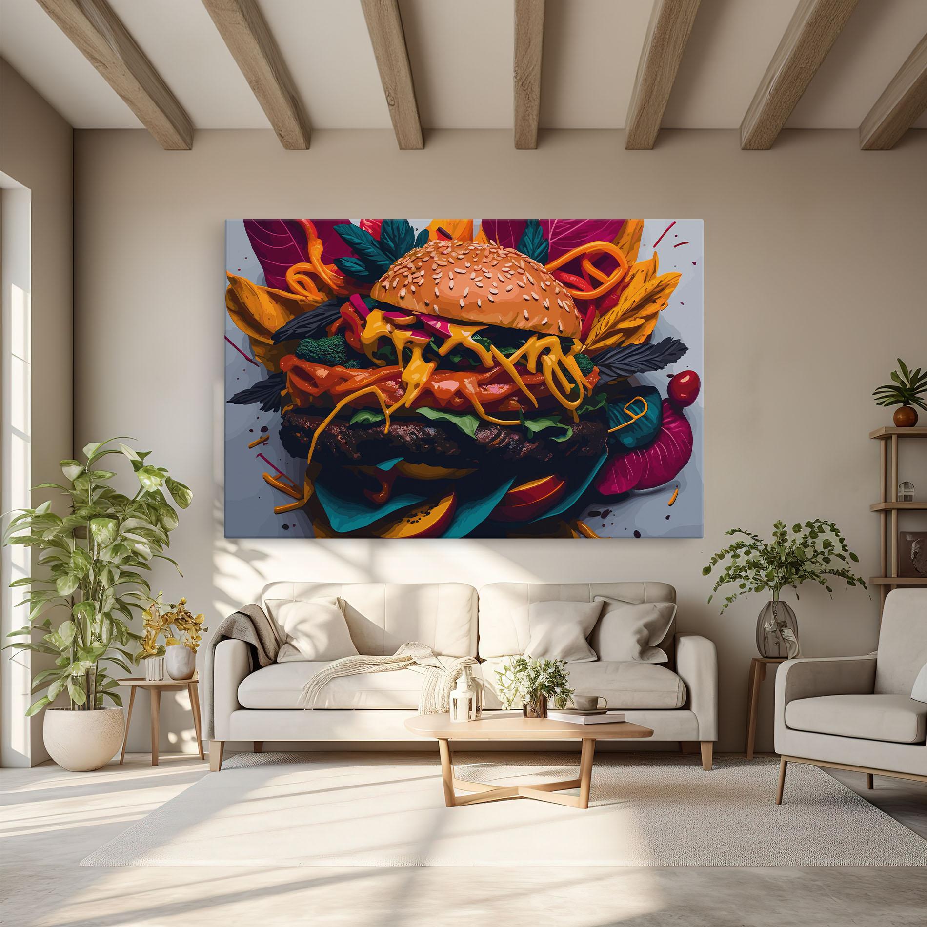 Leinwandbild Burger Mustard mockup 6