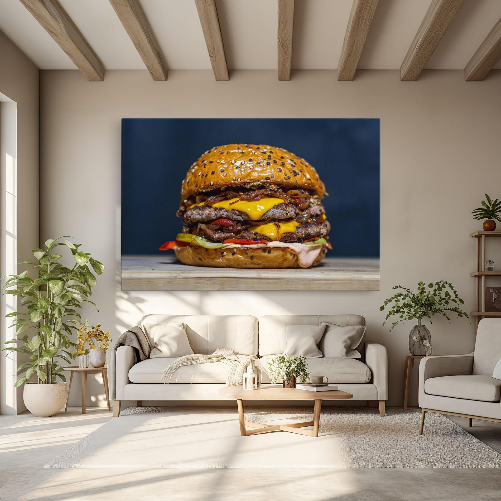 Leinwandbild Tasty Hamburger mockup 6