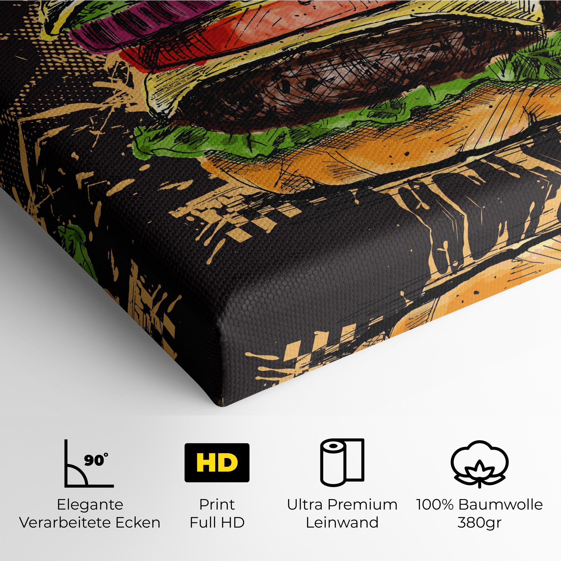 Leinwandbild Burger Drawing mockup 4